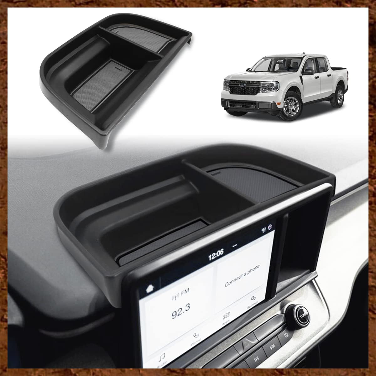 Muslogy Dashboard Storage Organizer Compatible with 2025 Ford Maverick Accessories Center Console Insert Tray with Magnetic Lid Hidden Panel Secret Compartment Fits 2025 Maverick Behind Screen
