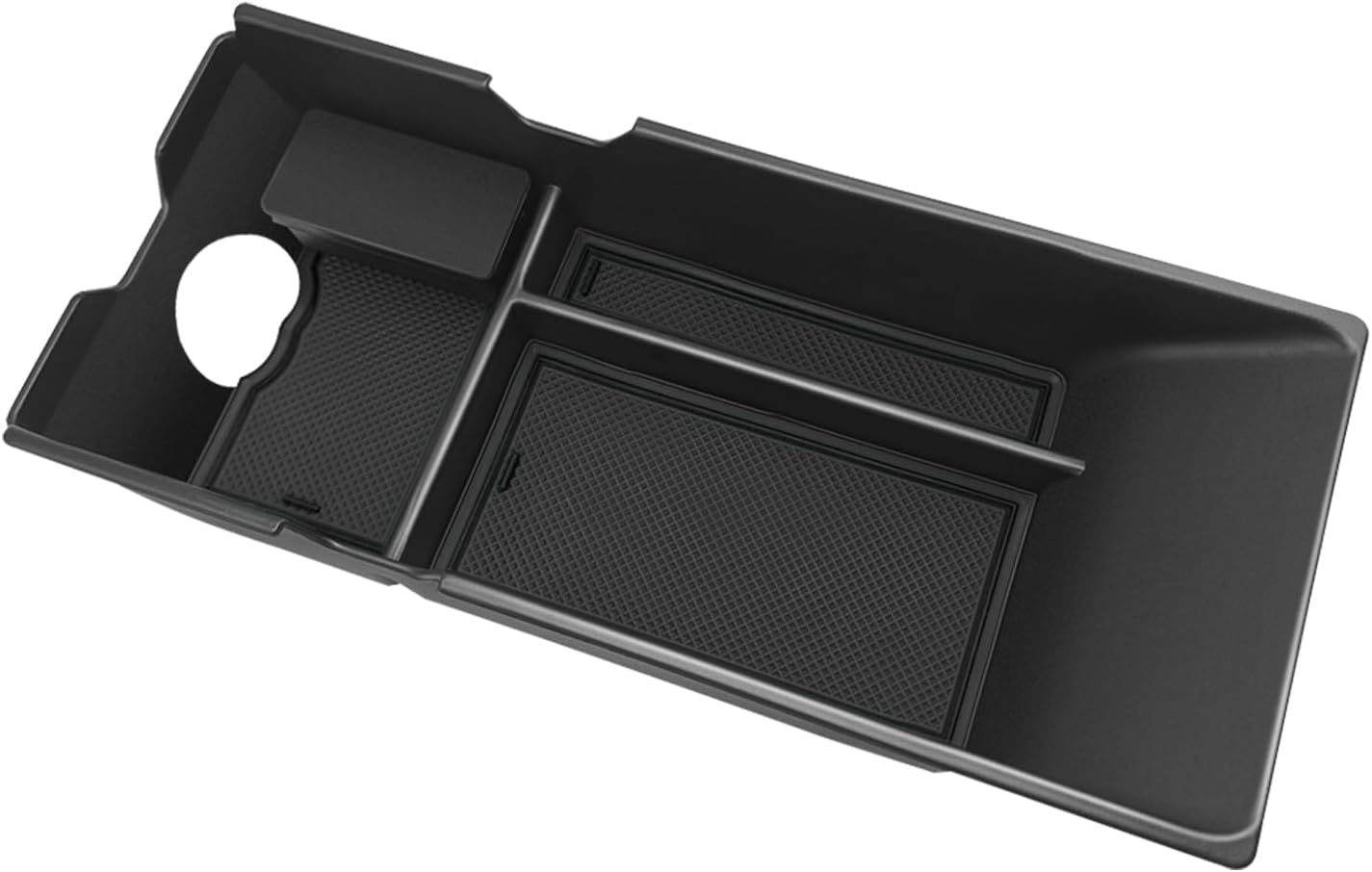 Muslogy Center Console Organizer Compatible with 2025 Toyota Camry LE SE XLE XSE Accessories Middle Storage Box with Removable Coin Holder Insert Tray Interior Secondary Accessories (Black)