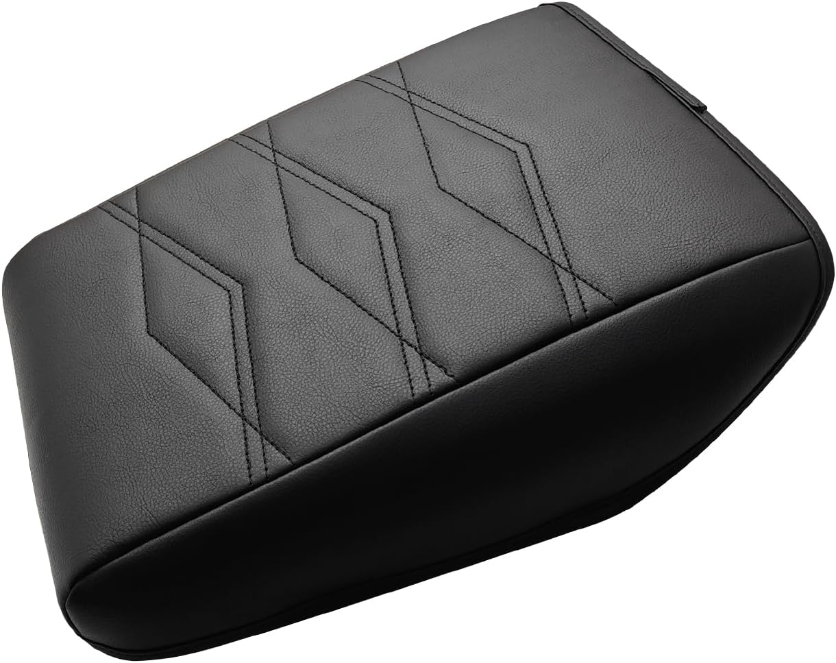 Muslogy for 2024 2025 Atlas & Cross Sport Center Console Pad Armrest Cover Protector Vegan Leather Extra Soft Armrest Box Lid Pad Compatible with Volkswagen Atlas/Cross Sport Accessories (V1_Black)