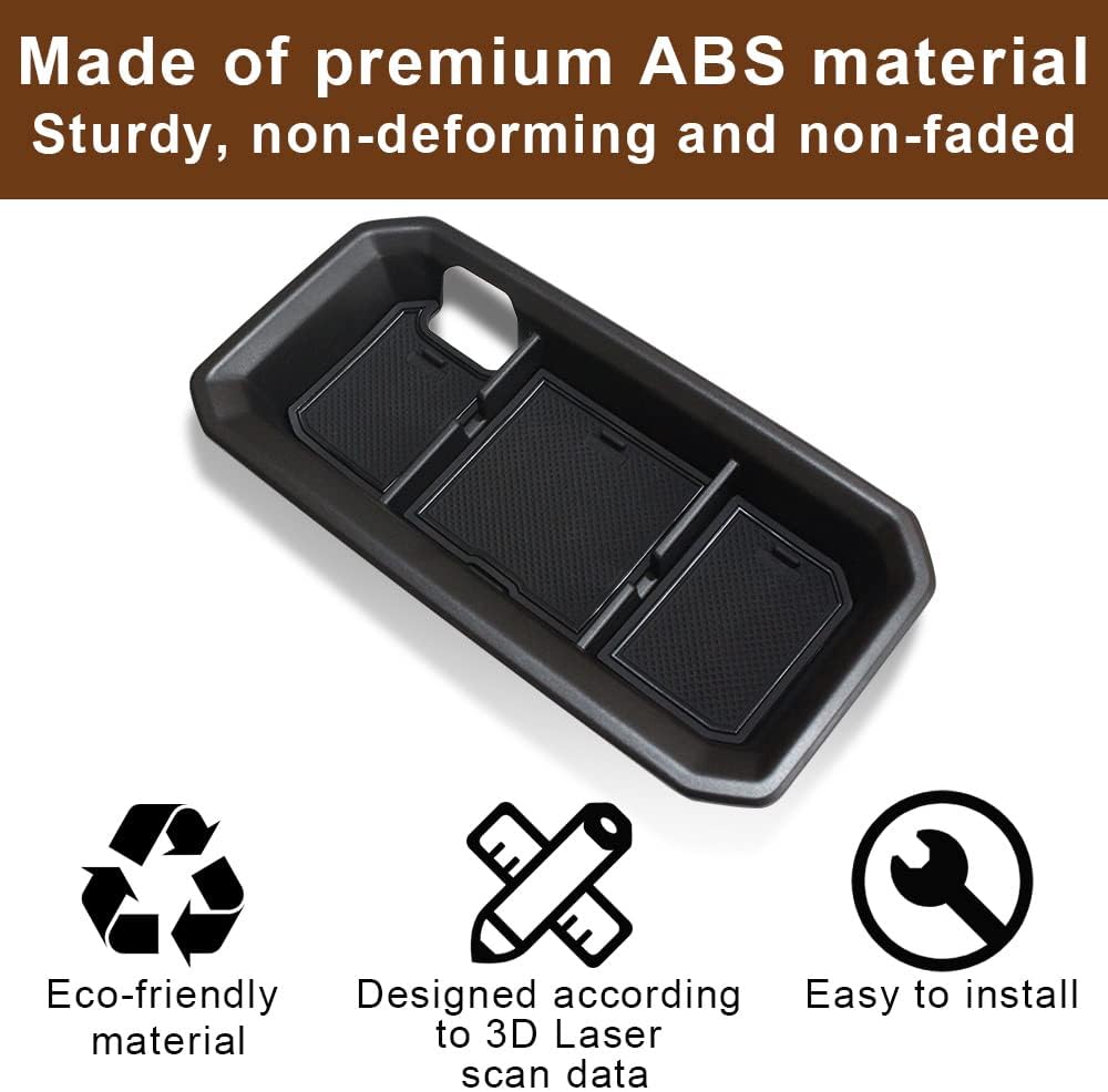 Muslogy for Tundra 2022-2024 Dash Storage Box Tray Center Console Organizer Compatible with Toyota Tundra 2022 Interior Accessories PVC Black Trim
