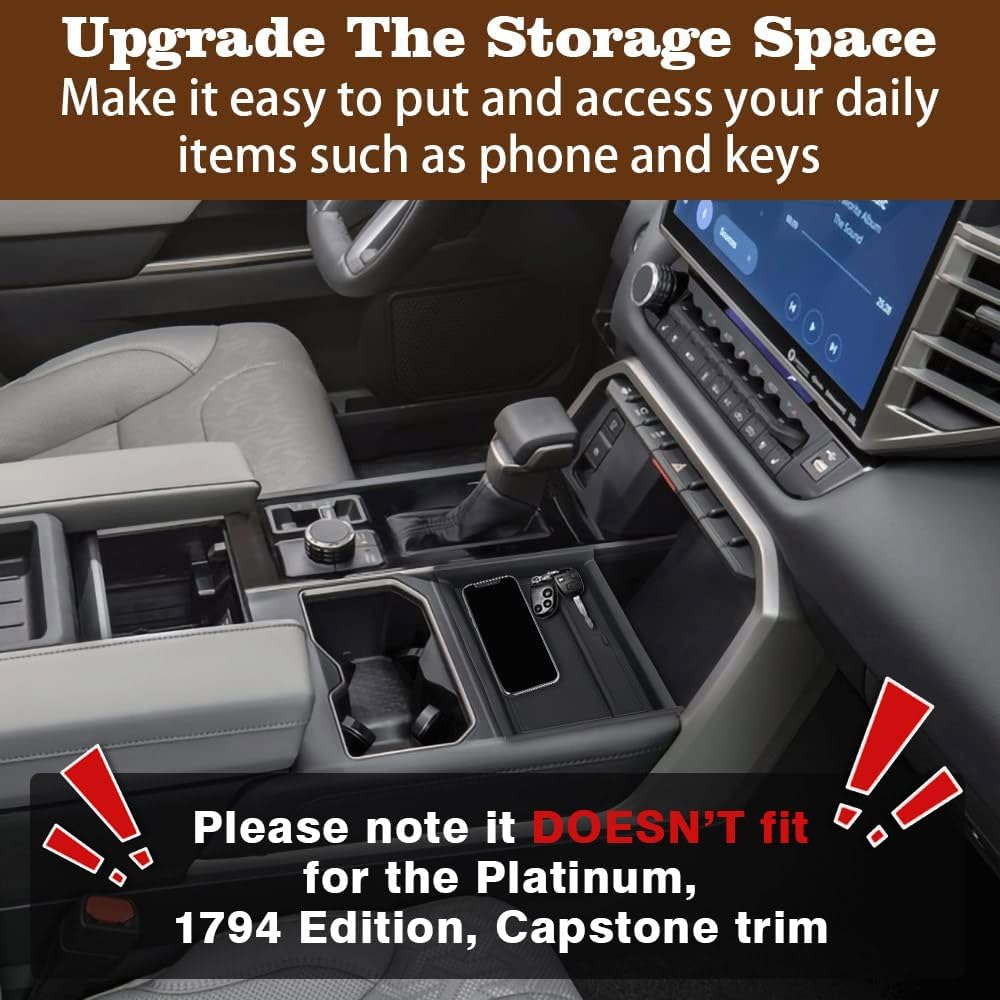 Muslogy Lower Center Console Organizer Compatible with Toyota Tundra 2022-2025 Accessories SR SR5 Limited TRD PRO Console Insert Accessories
