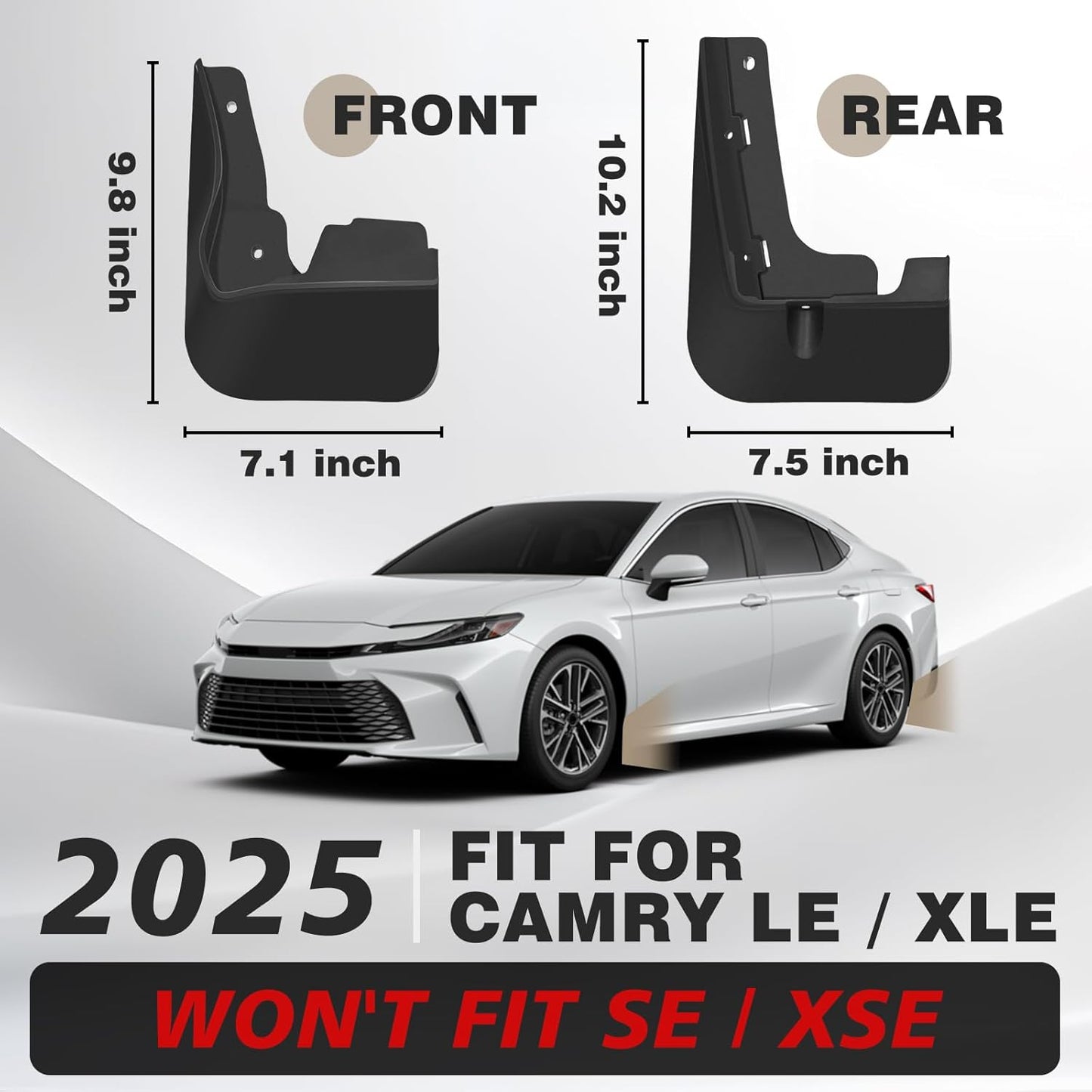 Muslogy Mud Flaps Splash Guards Compatible with Toyota Camry 2025 (LE, XLE) Accessories Wheel & Tire Mudguards Front & Rear Set Fender Mudflaps No Drilling Required (Won't Fit SE/XSE)