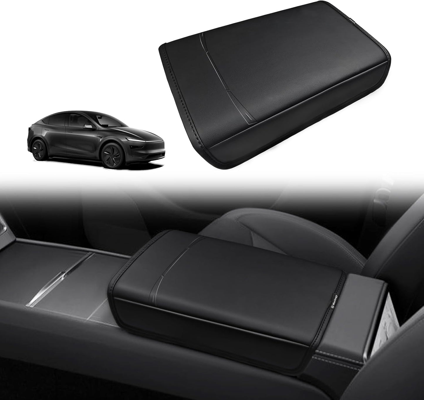 Muslogy Debossing Center Console Armrest Cover Compatible with Tesla Model Y Juniper 2026+