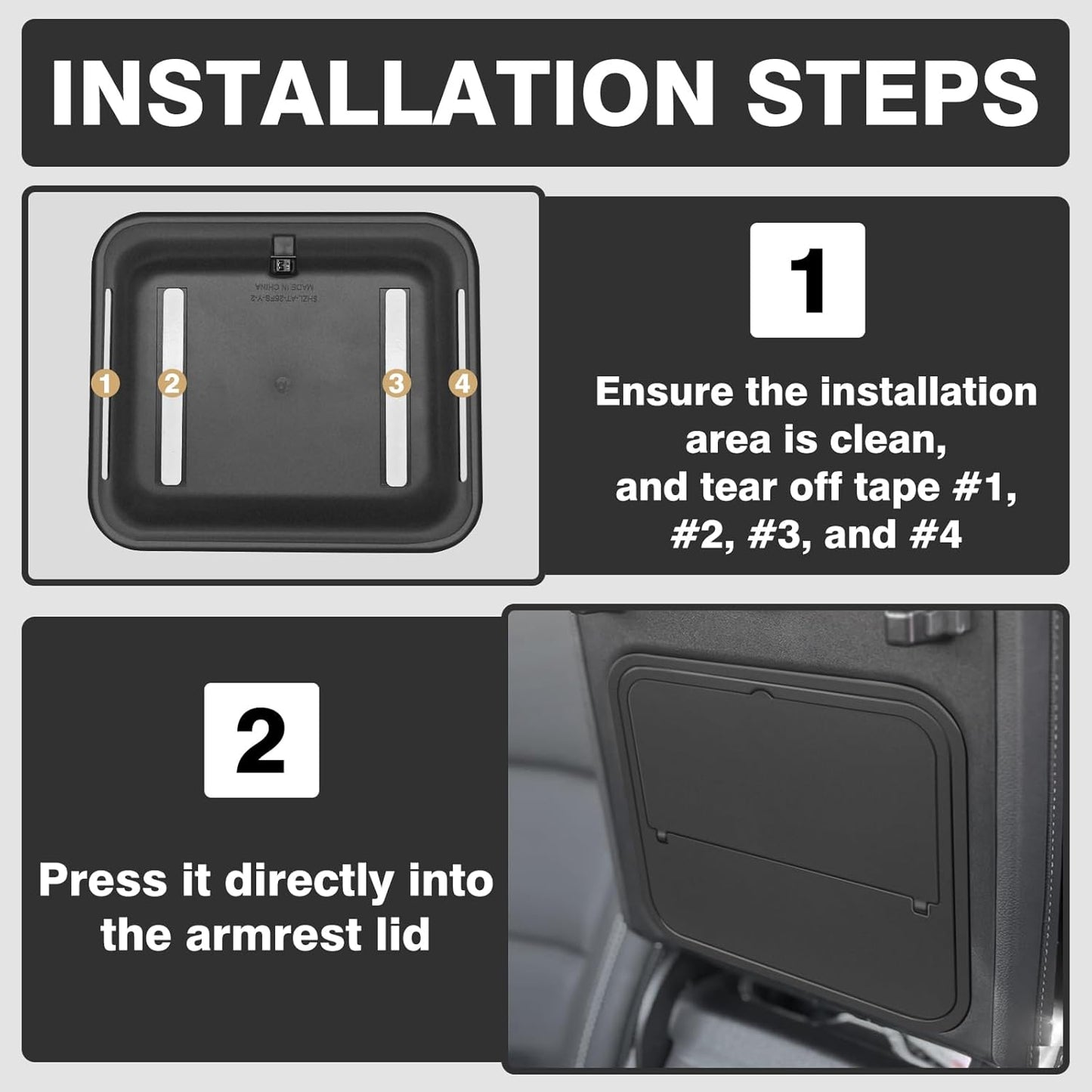 Muslogy Center Console Hidden Organizer Compatible with 2024 2025 GMC Acadia & Chevy Traverse & 2025 Buick Enclave Accessories One-Touch Armrest Hidden Storage Box Secret Compartment Insert Tray