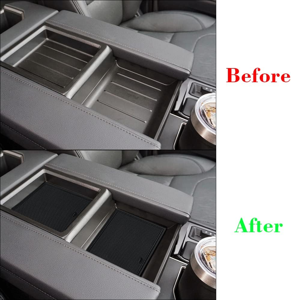Muslogy fits Tundra Accessories 2022 2023 2024 Premium Custom Interior Non-Slip Anti Dust Cup Holder Inserts 30 Pcs Set Center Console Liner Door Pocket Liners Compatible with Tundra 2022-2025 (Black)
