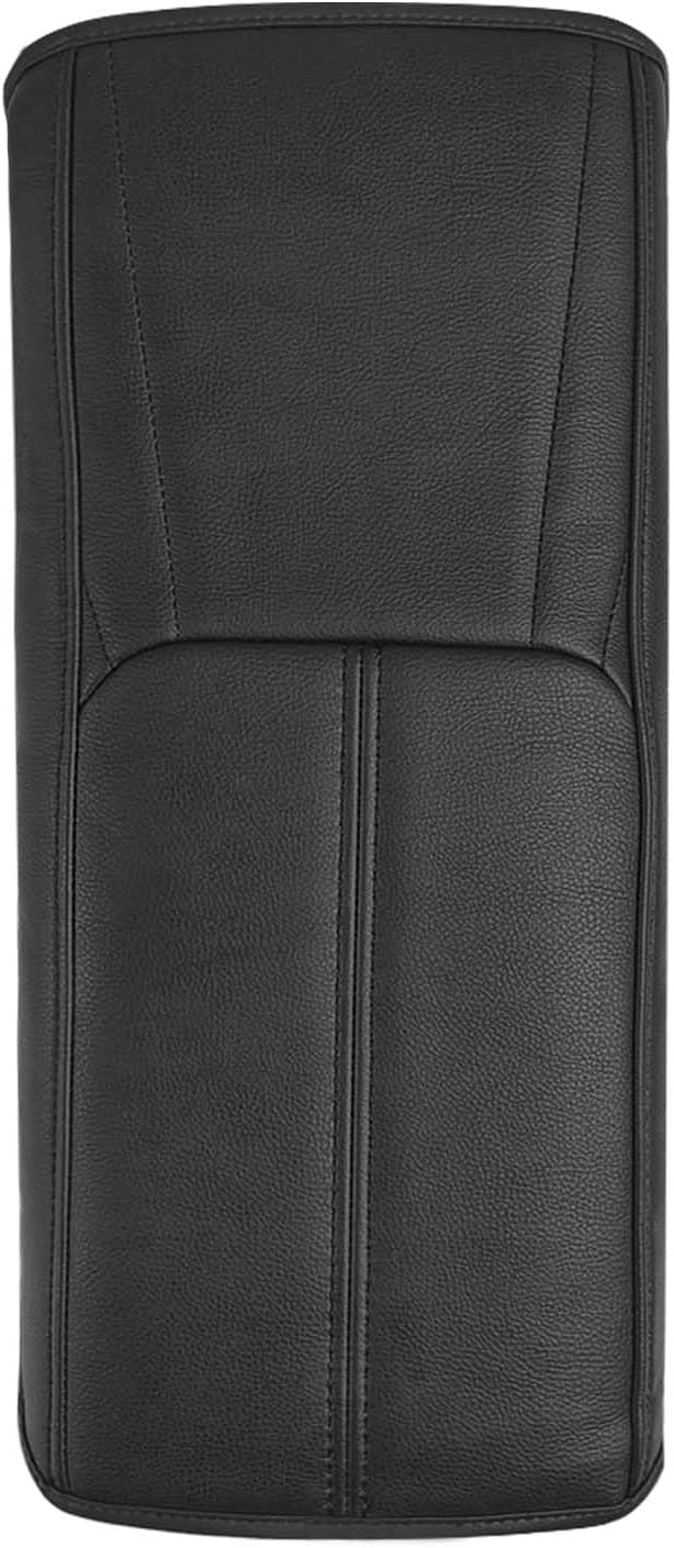 Muslogy Armrest Pad Center Console Cover Compatible with 2025 Toyota Camry LE SE XLE XSE Accessories Armrest Lid Protector Vegan Leather Extra Soft Lid Cushion (Black/Black Stitching)