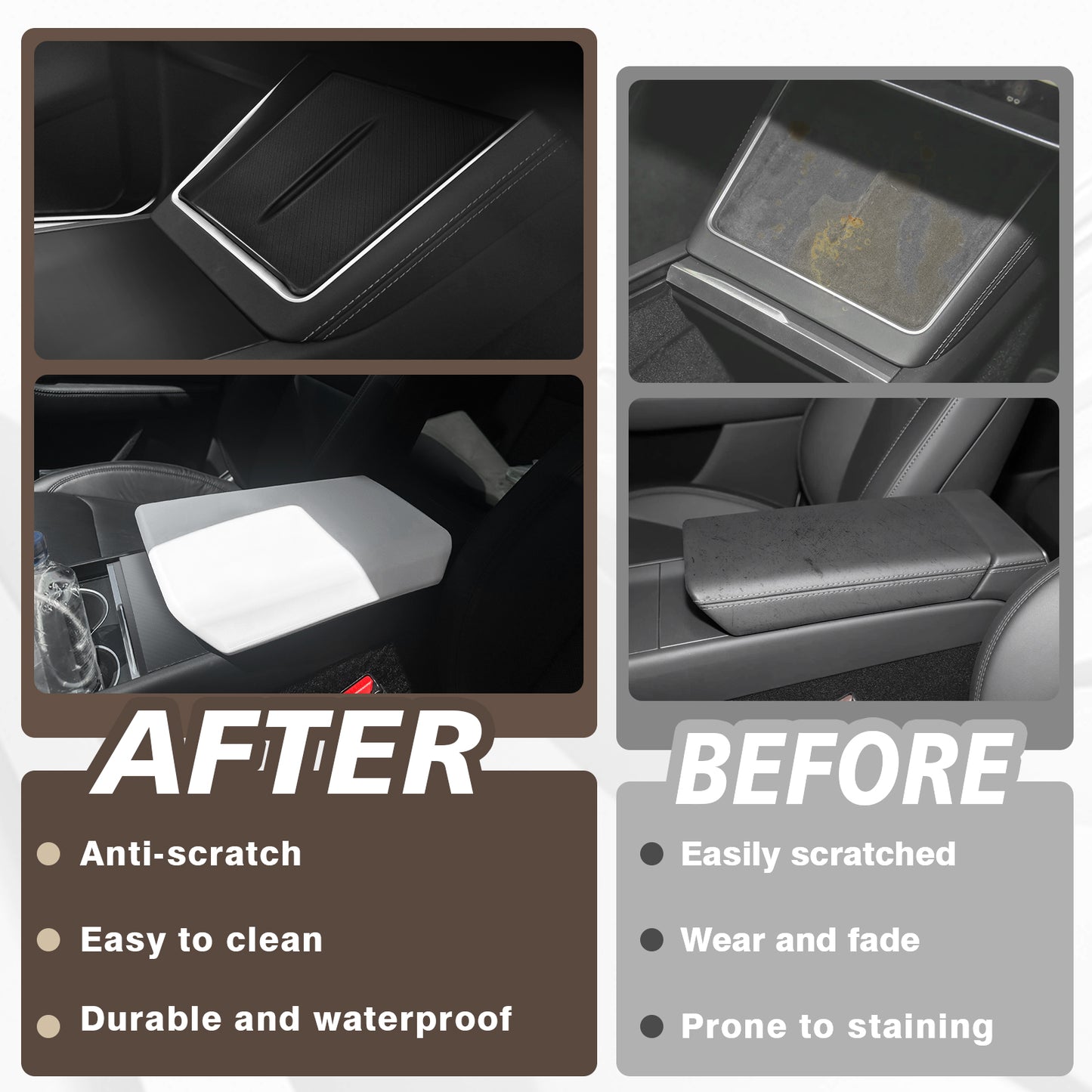 TPE Armrest Pad Cover+Silicone Charger Mat for New Model Y Juniper from Muslogy