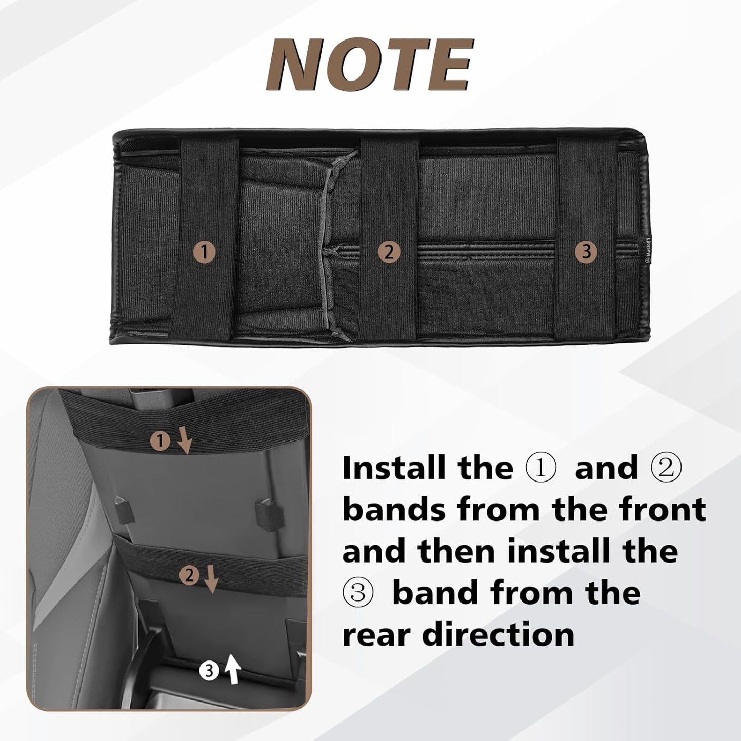 Muslogy Armrest Pad Center Console Cover Compatible with 2025 Toyota Camry LE SE XLE XSE Accessories Armrest Lid Protector Vegan Leather Extra Soft Lid Cushion (Black/Black Stitching)