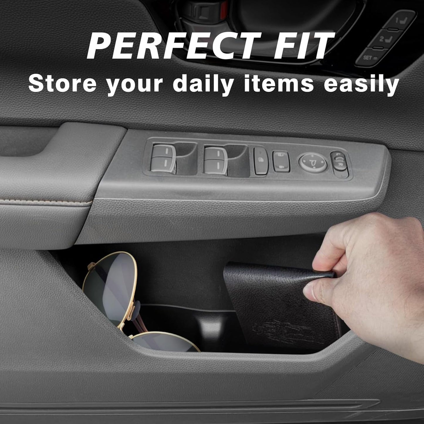 Muslogy for 2025 2024 2023 CR-V Door Side Storage Box 4Pcs Door Handle Pocket TPE Anti-Slip Insert Tray Compatible with Honda CRV 2023-2025 Accessories