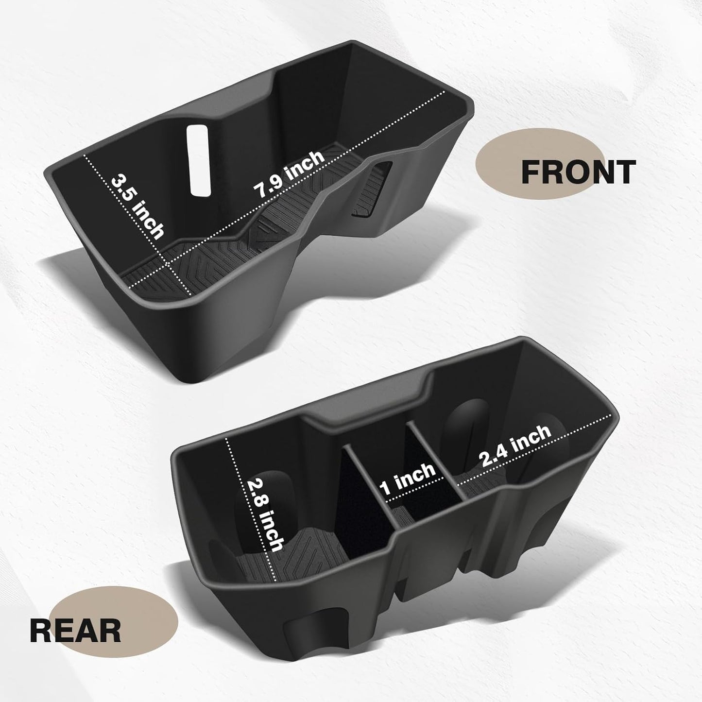 Muslogy Center Console Front&Rear Cup Holder Inserts Compatible with 2024 2025 Toyota Tacoma Accessories Middle Console and Rear Armrest CupHolder Silicone Rubber Organizer 2PCS Set