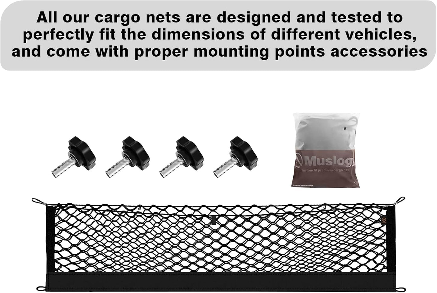 Muslogy Truck Bed Cargo Net Compatible with Rivian R1T 2022-2024 2025 Accessories Storage Organizer Pickup Truck Bed Envelope Style Cargo Net with Heavy Duty Carabiners