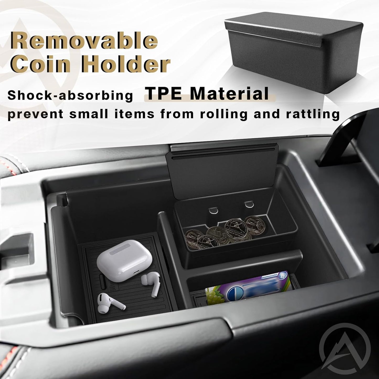 Muslogy Center Console Organizer & Cup Holder Insert 3PCS Set Compatible with 2025 Nissan Kicks Armrest Box Divider Gear Shift Storage Pocket Drink Stopper (Console Tray & Side Pocket & CupHolder)