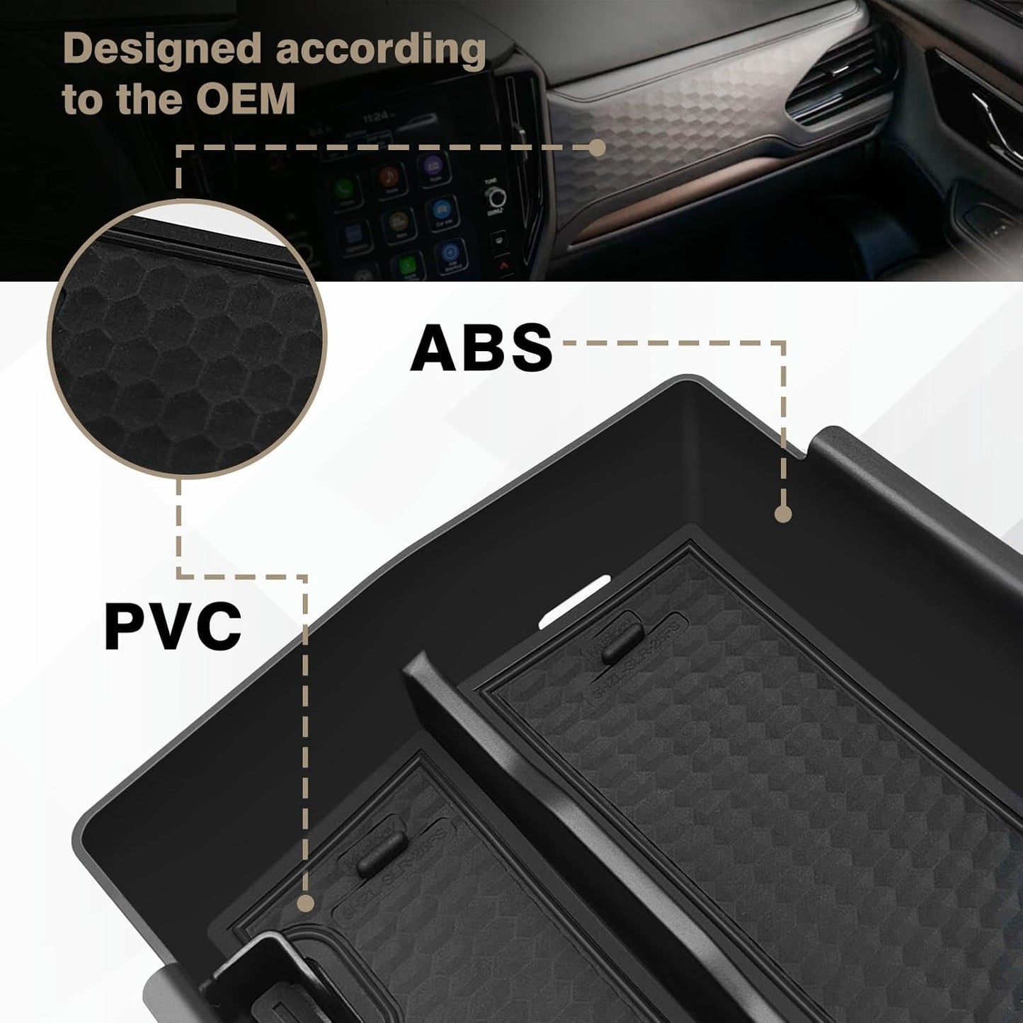 Muslogy Upgraded Center Console Organizer Compatible with 2025 Subaru Forester Middle Armrest Storage Box Insert Tray Cable Holder Interior Accessories Easy Removal (Black)