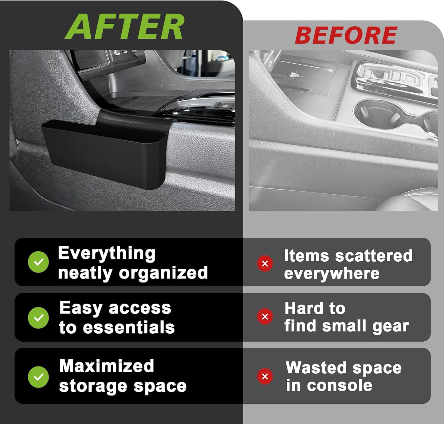 Muslogy for 2025 2024 2023 Pilot Center Console Shifter Storage Box ABS Material Console Side Organizer Left & Right Set Compatible with Honda Pilot 2023-2025
