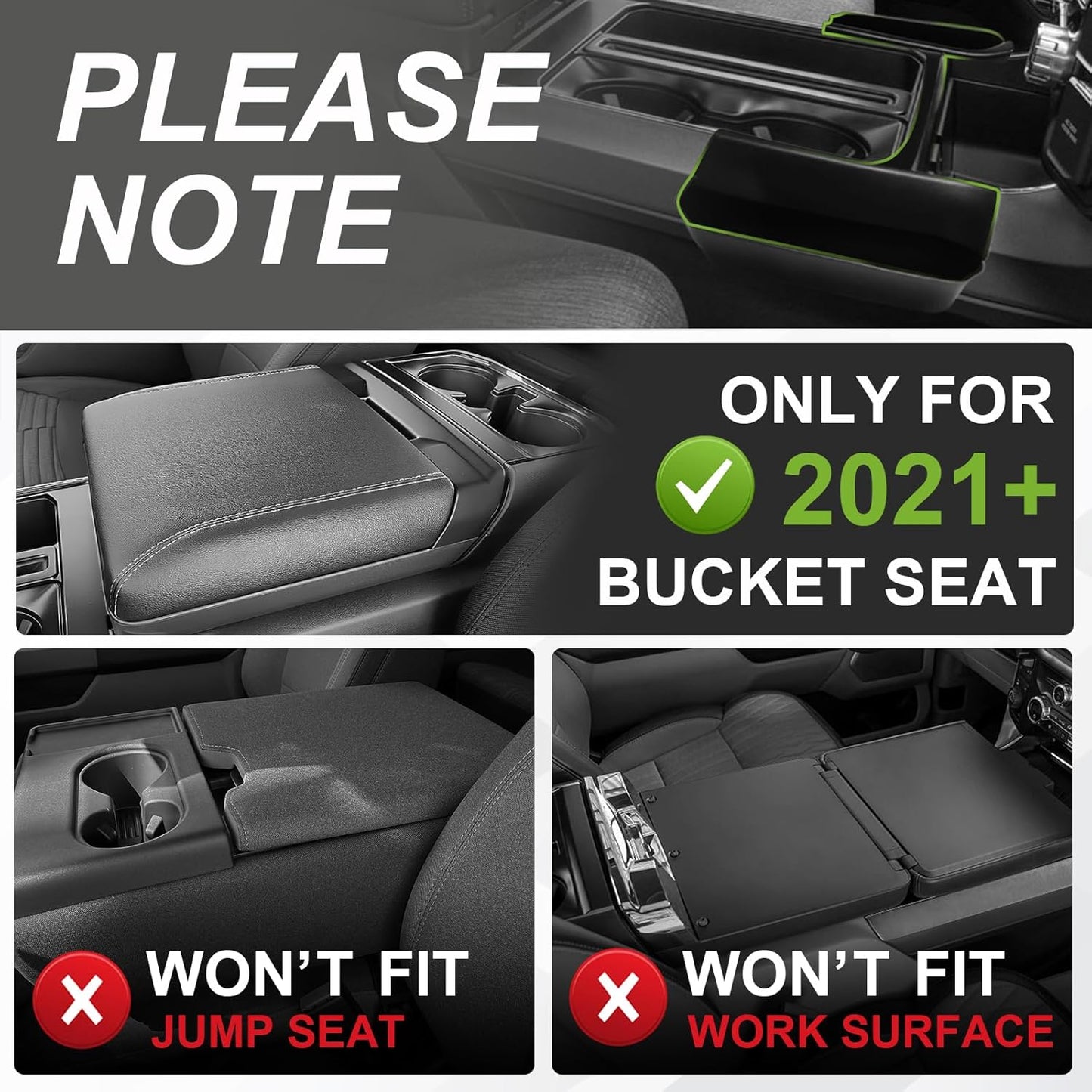 Muslogy Center Console Organizer Compatible with 2021-2024 2025 Ford F150 Accessories Hanging Storage Box Console Left & Right Phone Pocket Gear Shift Side Organizer