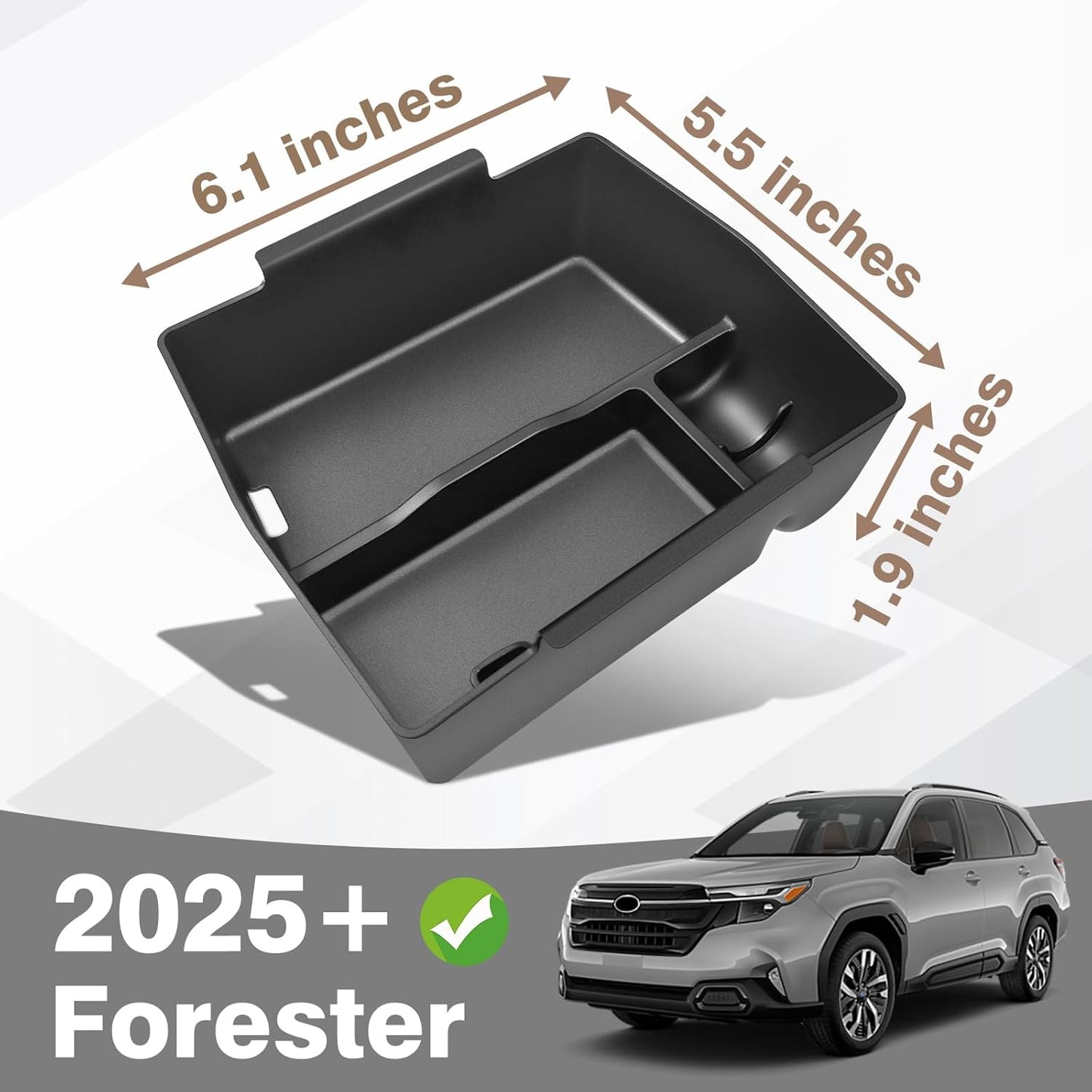 Muslogy Upgraded Center Console Organizer Compatible with 2025 Subaru Forester Middle Armrest Storage Box Insert Tray Cable Holder Interior Accessories Easy Removal (Black)