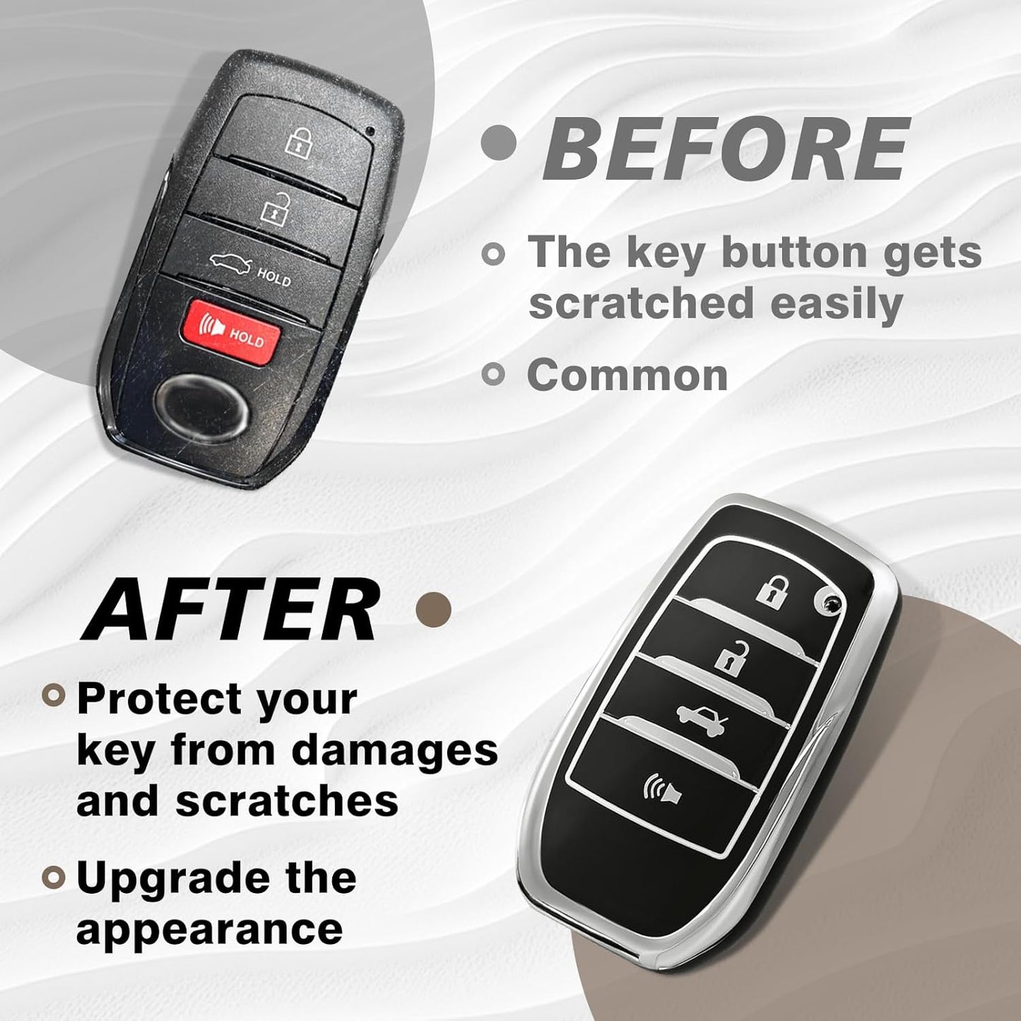 Muslogy Key Fob Cover Compatible with Toyota Camry 2025 Accessories Soft TPU Key Fob Case Protector Remote Keyless Keychain