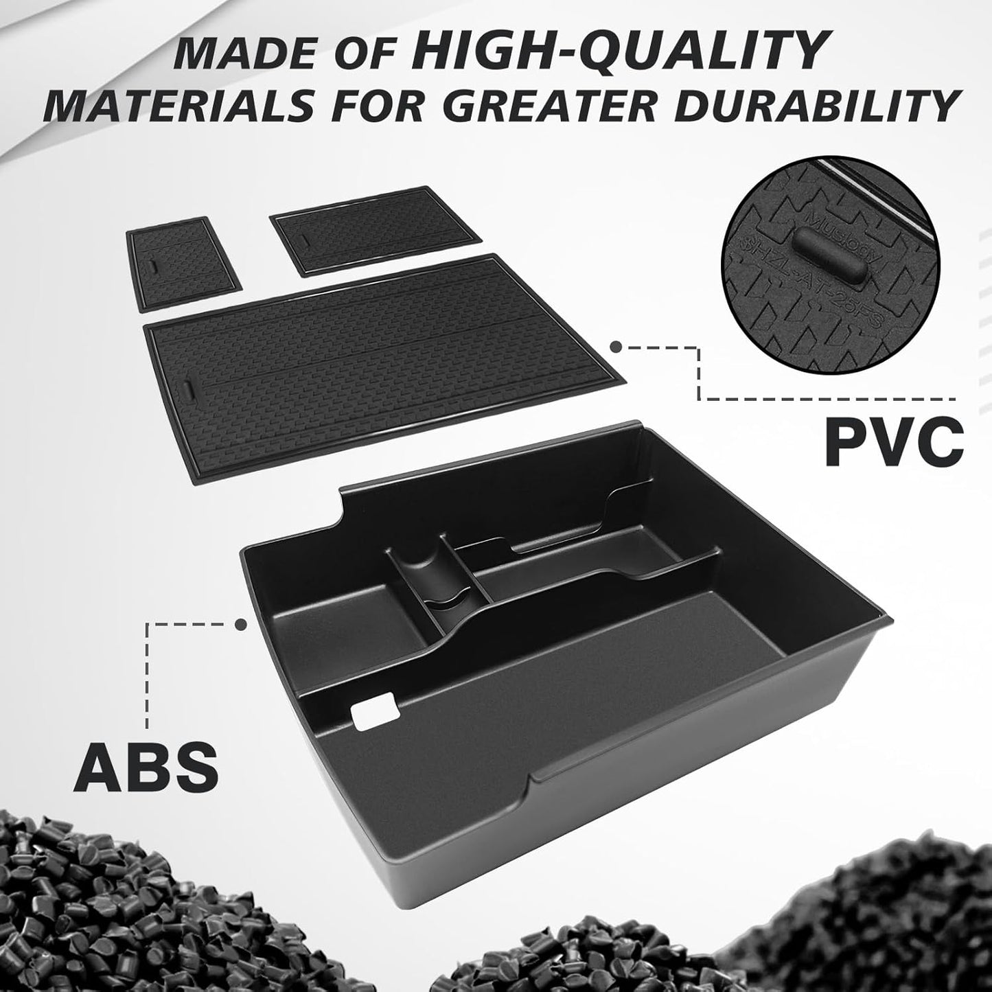 Muslogy Center Console Organizer Compatible with 2024 2025 GMC Acadia & Chevy Traverse & 2025 Buick Enclave Accessories Middle Console Storage Box Armrest Insert Tray Cable Holder ABS Material