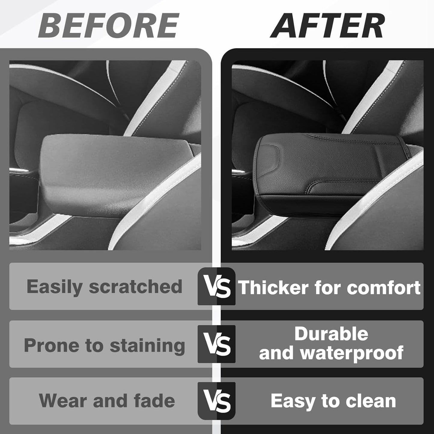 Muslogy Center Console Armrest Cover Compatible with Kia K4 2025 Comfort Armrest Pad Arm Rest Cushion Vegan Leather Protector Regular Thick