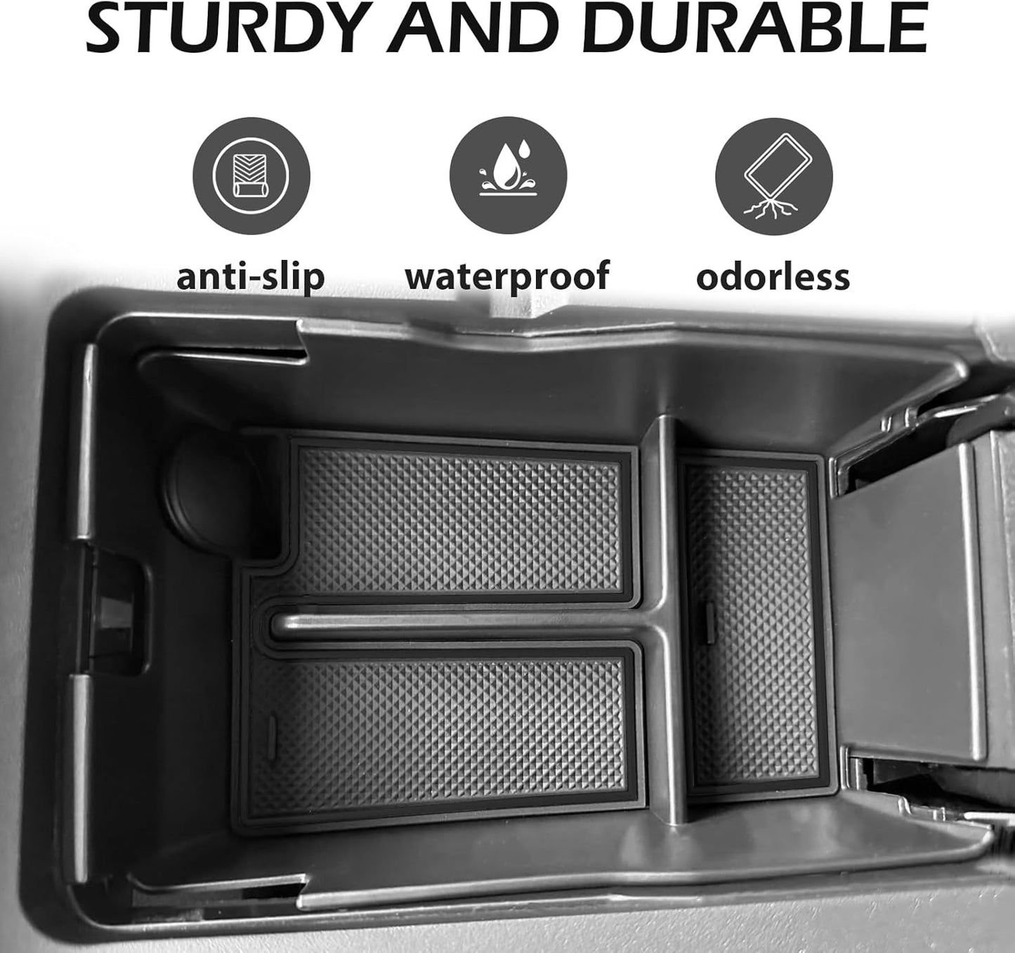 Muslogy Center Console Organizer Compatible with Ford Mustang 2024 2025 Middle Console Storage Box Divider Insert Tray Interior Accessories (Black)