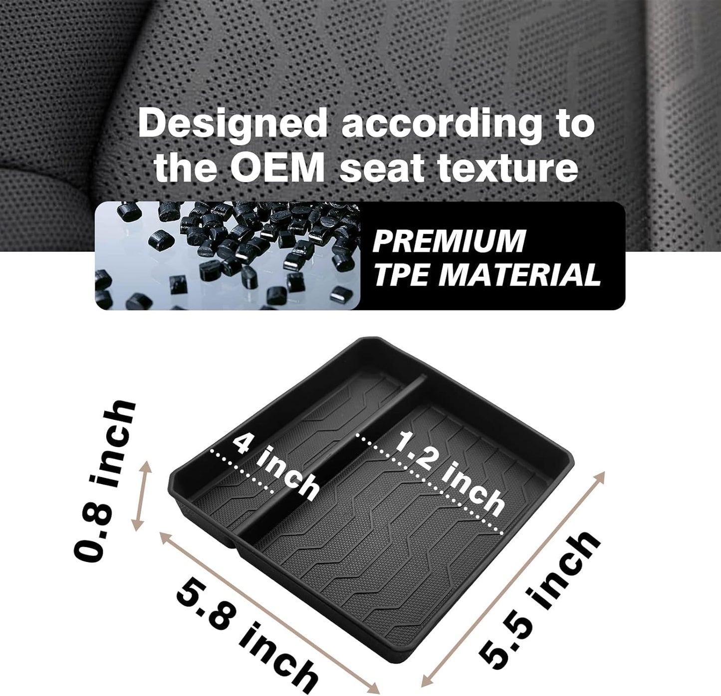 Muslogy Center Console Organizer Compatible with Chevy Colorado/GMC Canyon 2023 2024 2025 Console OEM Tray Insert Divider & Console Bottom Mat Set TPE Storage Box Center Console Layer Insert Tray