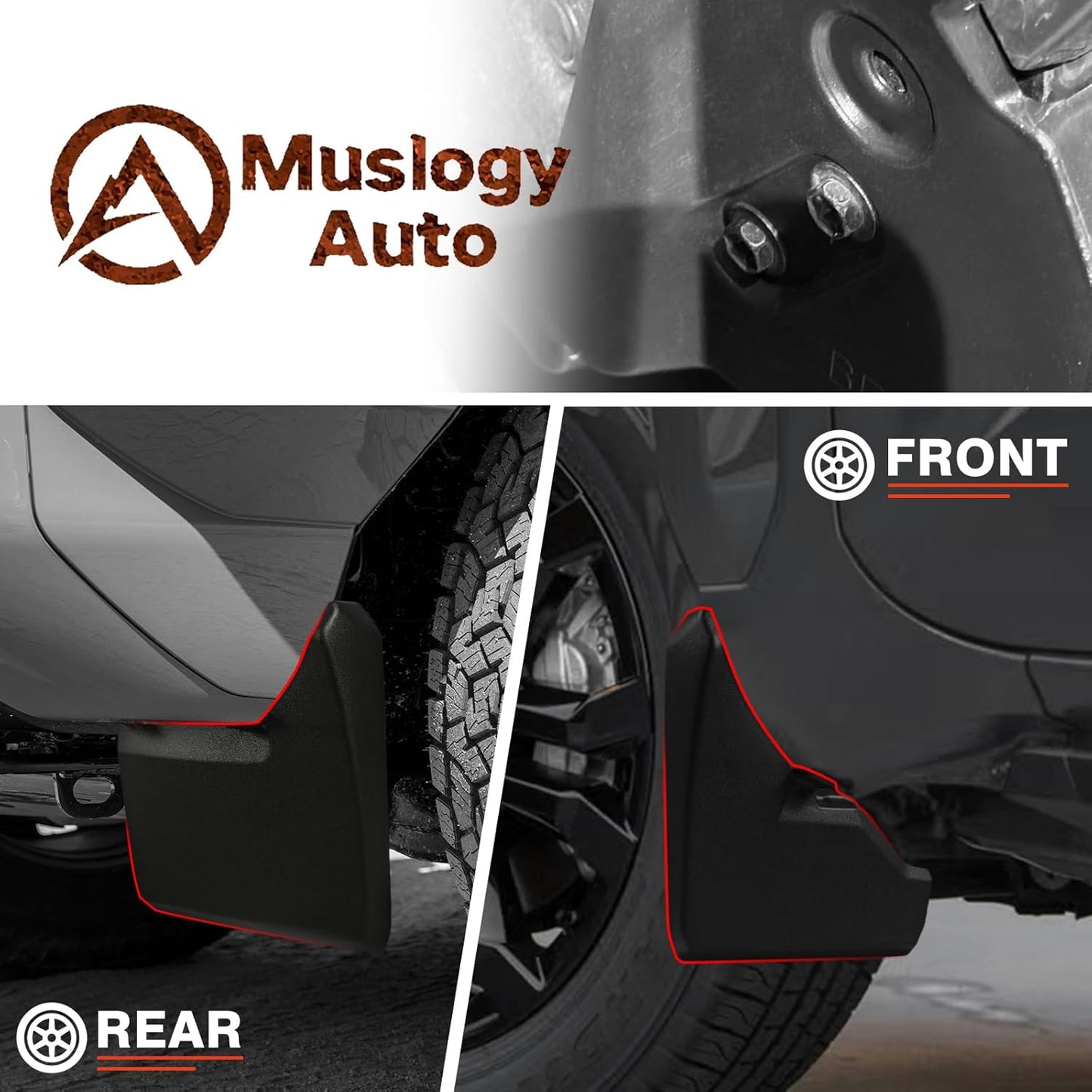 Muslogy Mud Flaps Splash Guards Compatible with Toyota 4Runner 2025 2026 Accessories 6Gen 4Runner Front and Rear Mud Guards 4PCS Drilling Heavy Duty Fender Mudguards Kit with Hardware Accessories