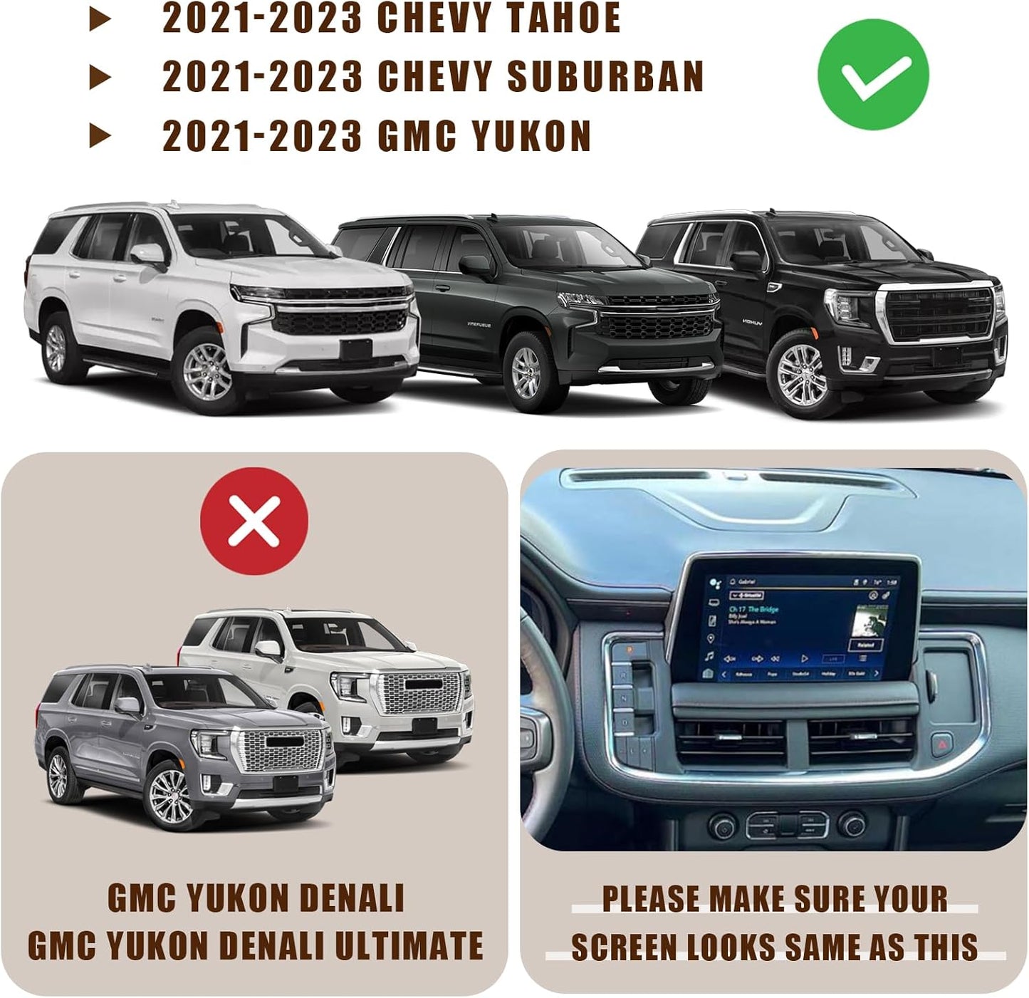 Muslogy Dash Console Storage Tray Compatible with GMC Yukon Chevy Tahoe Suburban 2021 2022 2023 2024 Insert Behind Screen Organizer Box Accessories for Tahoe Suburban 2021-2024 Not for Denali(Black)