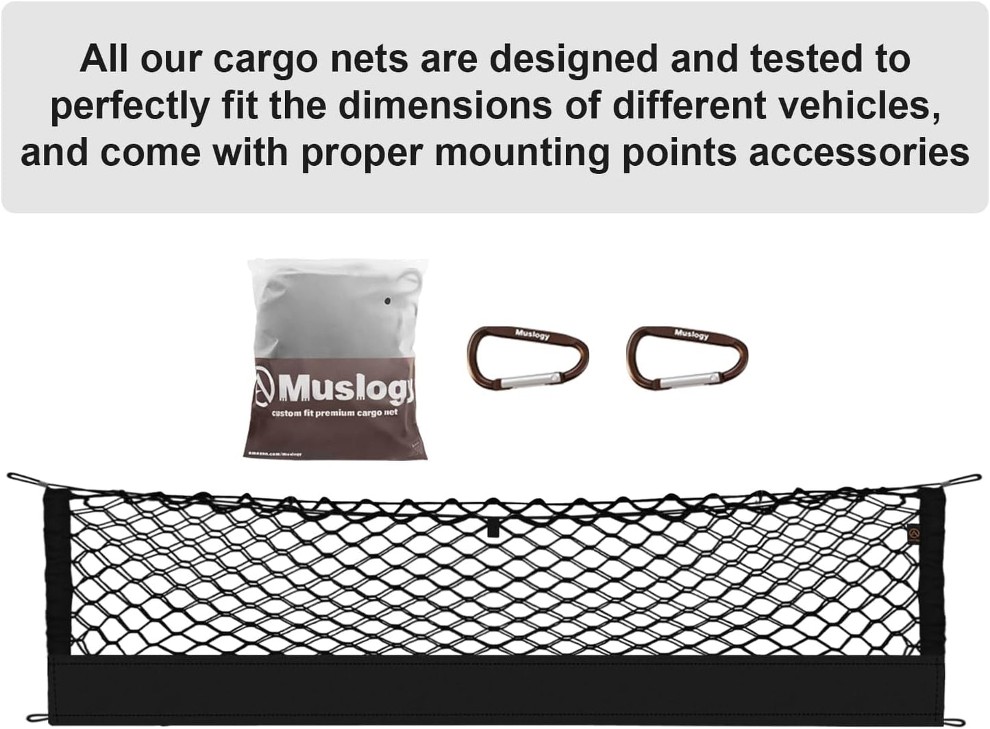 Muslogy Envelope Style Trunk Cargo Net Compatible with 2021-2024 2025 Kia Sorento Accessories Custom Fit Trunk Organizer Upgraded Mesh Storage Luggage Net with Metal Hooks