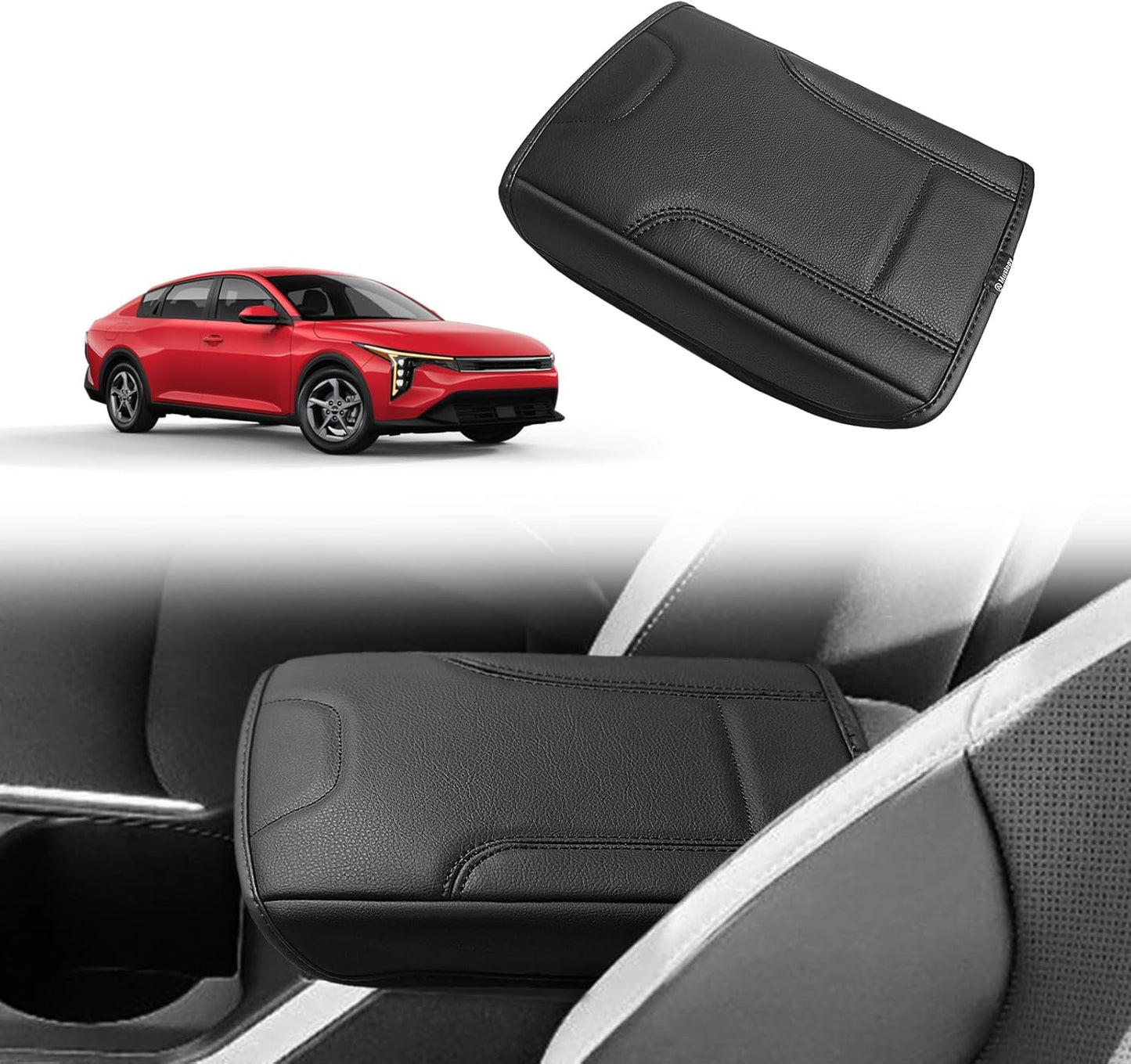 Muslogy Center Console Armrest Cover Compatible with Kia K4 2025 Comfort Armrest Pad Arm Rest Cushion Vegan Leather Protector Regular Thick