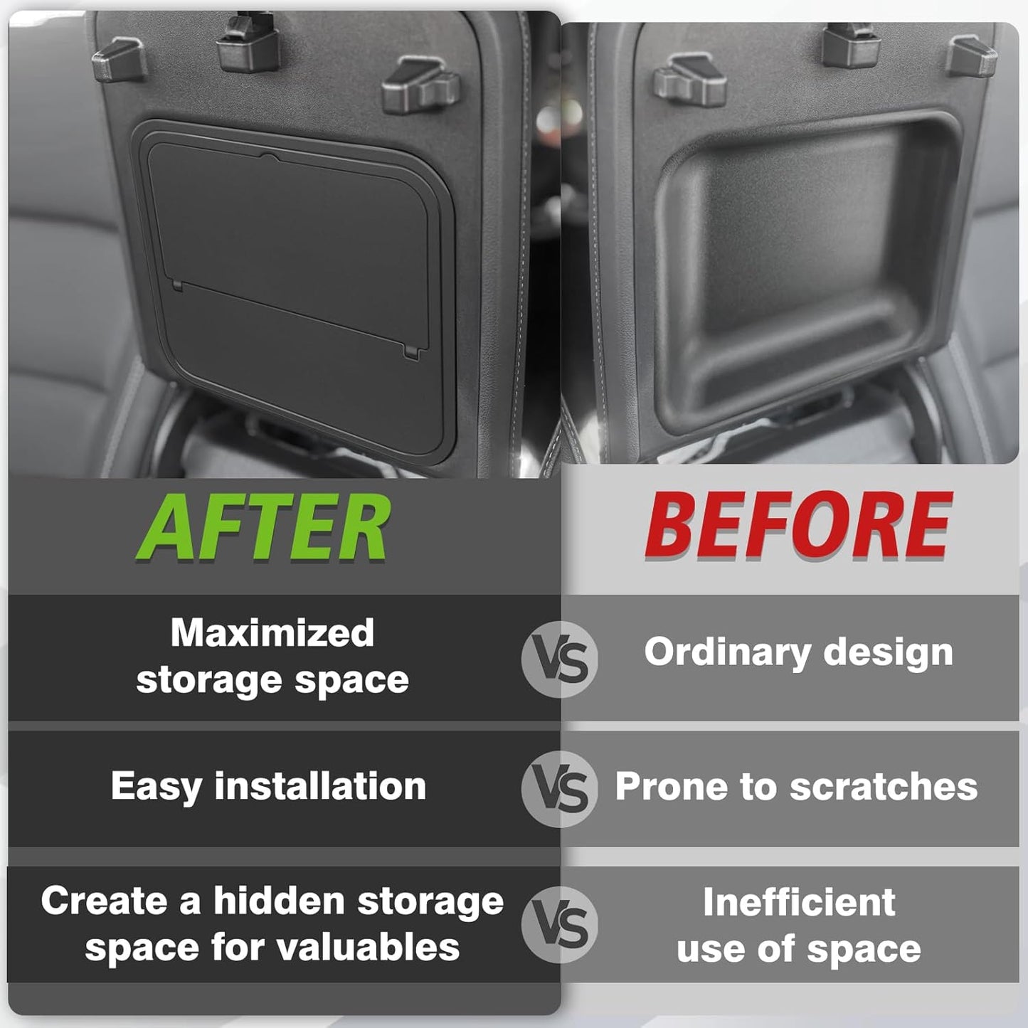 Muslogy Center Console Hidden Organizer Compatible with 2024 2025 GMC Acadia & Chevy Traverse & 2025 Buick Enclave Accessories One-Touch Armrest Hidden Storage Box Secret Compartment Insert Tray