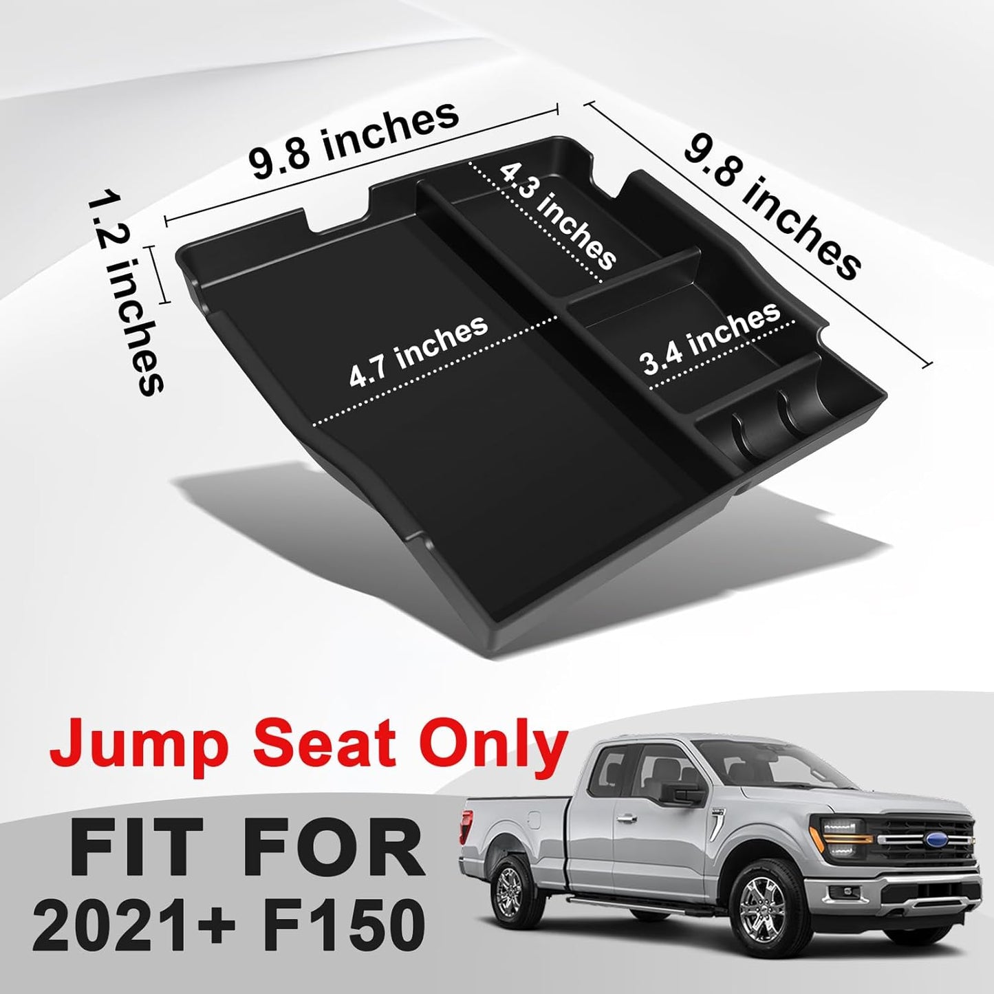 Muslogy Jump Seat Center Console Organizer Fits for Ford F150 2021-2024 2025 Accessories Storage Insert Box Console Armrest Divider(Jump Seat ONLY) - Upper Organizer