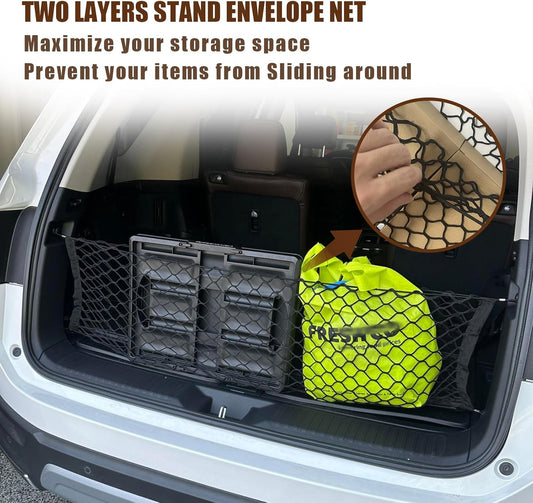 Muslogy for Pilot 2023 2024 2025 Rear Trunk Cargo Net Stretchable Organizer Elastic Mesh Net Compatible with Honda Pilot 2023+ Sport EX-L & 2026 Passport TrailSport Touring Elite