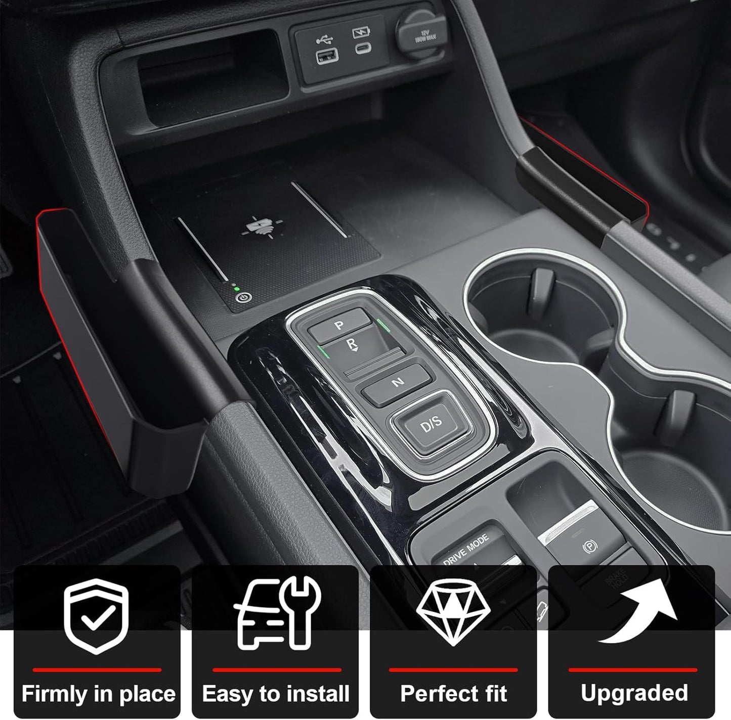Muslogy for 2025 2024 2023 Pilot Center Console Shifter Storage Box ABS Material Console Side Organizer Left & Right Set Compatible with Honda Pilot 2023-2025