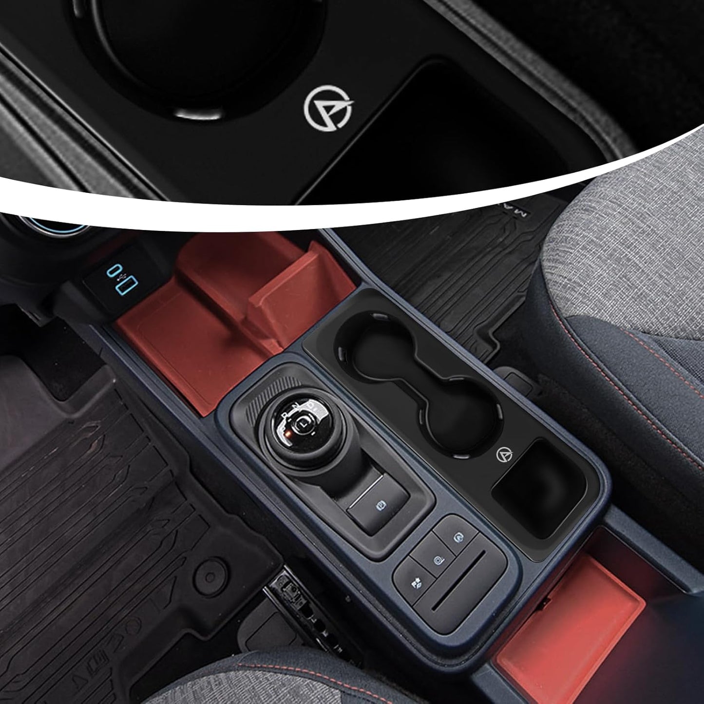 Muslogy Center Console Cup Holder Inserts Compatible with 2022-2025 Ford Maverick Accessories Middle Console Drink Holder Silicone Black Organizer Non-Slip Drink Stopper