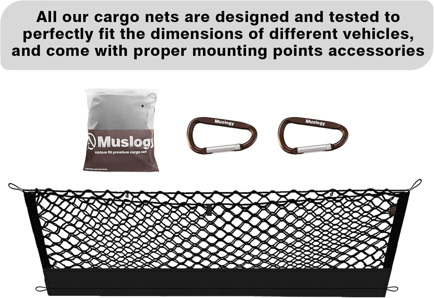 Muslogy Envelope Style Trunk Cargo Net Compatible with 2020-2024 2025 Ford Explorer Accessories Custom Fit Trunk Organizer Upgraded Mesh Storage Luggage Net with Metal Hooks