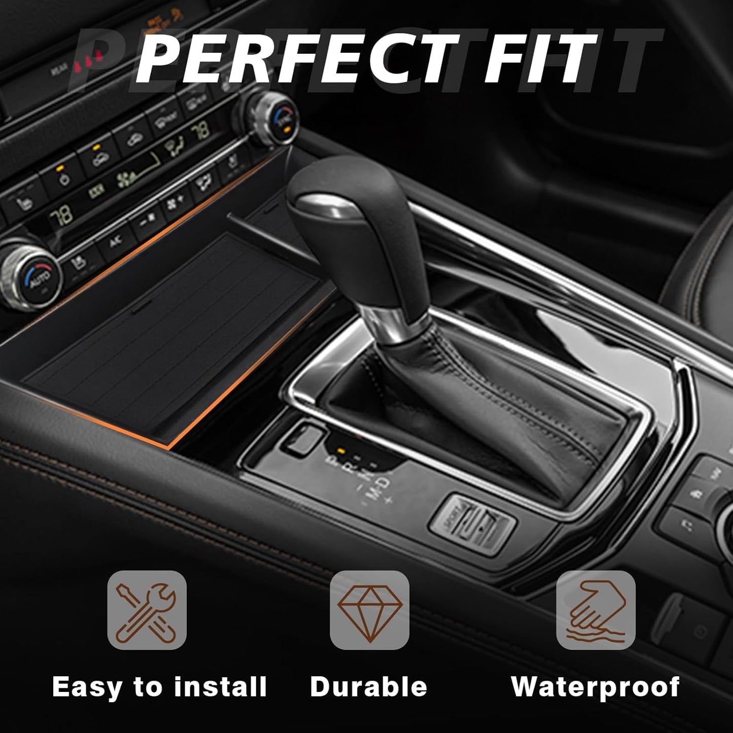Muslogy Center Console Front Organizer Compatible with Mazda CX5 CX-5 Accessories 2022-2025 Tray Storage Coin Holder Gear Shifter Front Storage Inserts Organizer Armrest Box Secondary Accessories