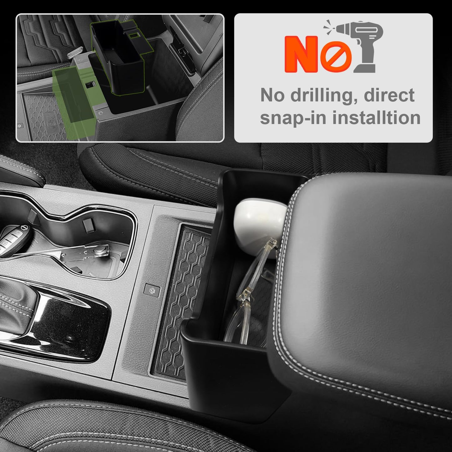 Muslogy Compatible with 2022-2025 2026 Nissan Frontier Accessories Center Console Front Hanging Storage Organizer Box Armrest Hanging Storage Box Tray with Anti-Slip Inserts