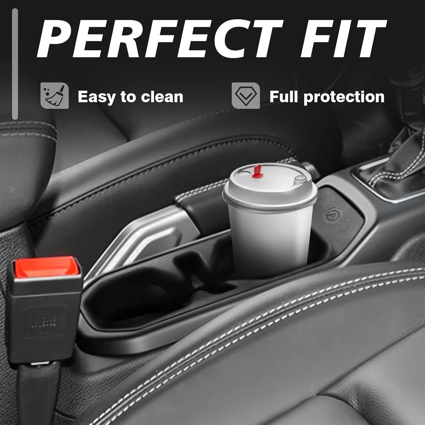 Muslogy Center Console Cup Holder Inserts Compatible with 2018-2024 2025 Jeep Wrangler(JL/JLU) & Gladiator(JT) Accessories Middle Console Drink Holder TPE Organizer Non-Slip Drink Stopper