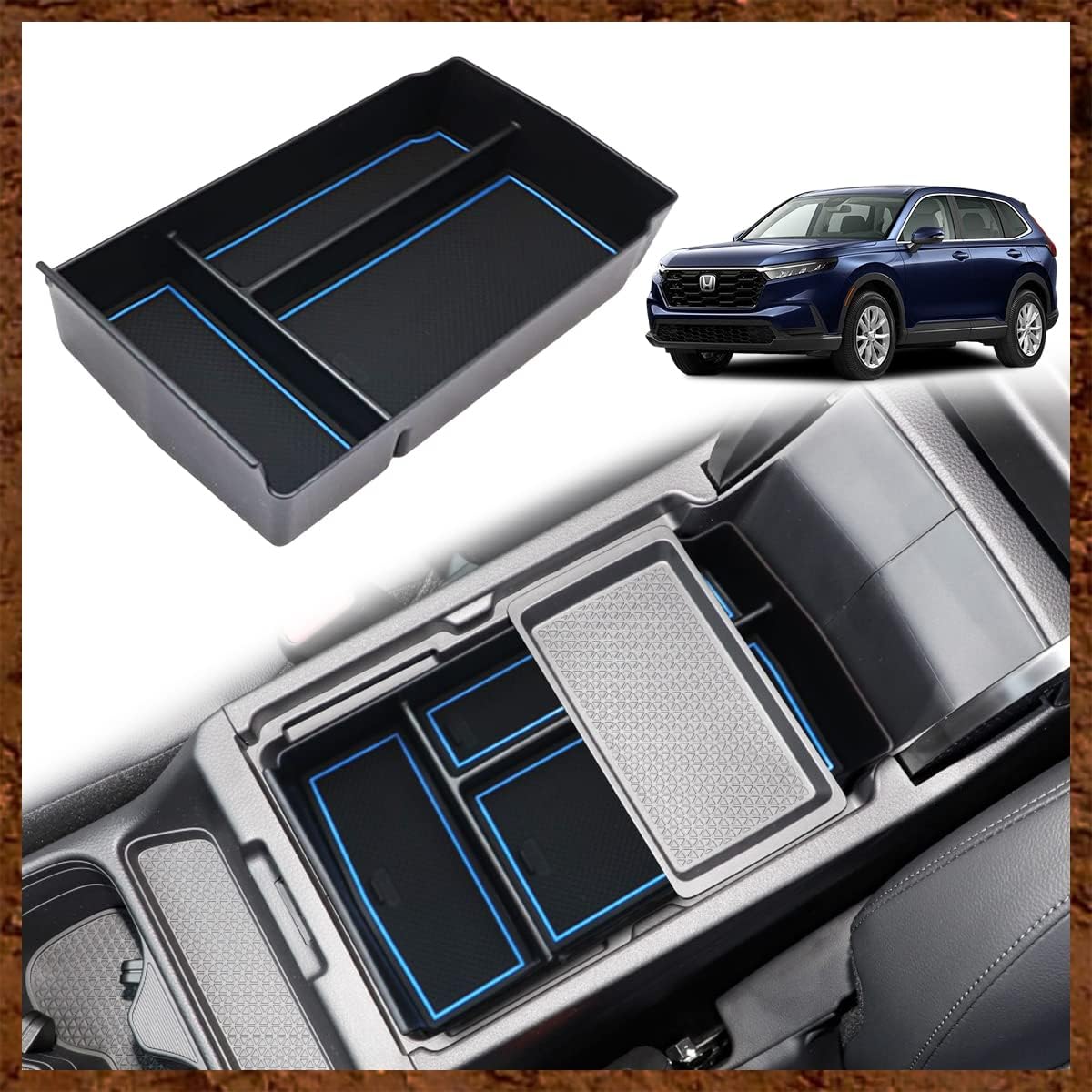 Muslogy Center Console Organizer with Coin Holder Compatible with Honda CRV & CRV Hybrid 2023 2024 2025 LX EX Sport EX-L Sport Touring Hybrid Accessories (Black)