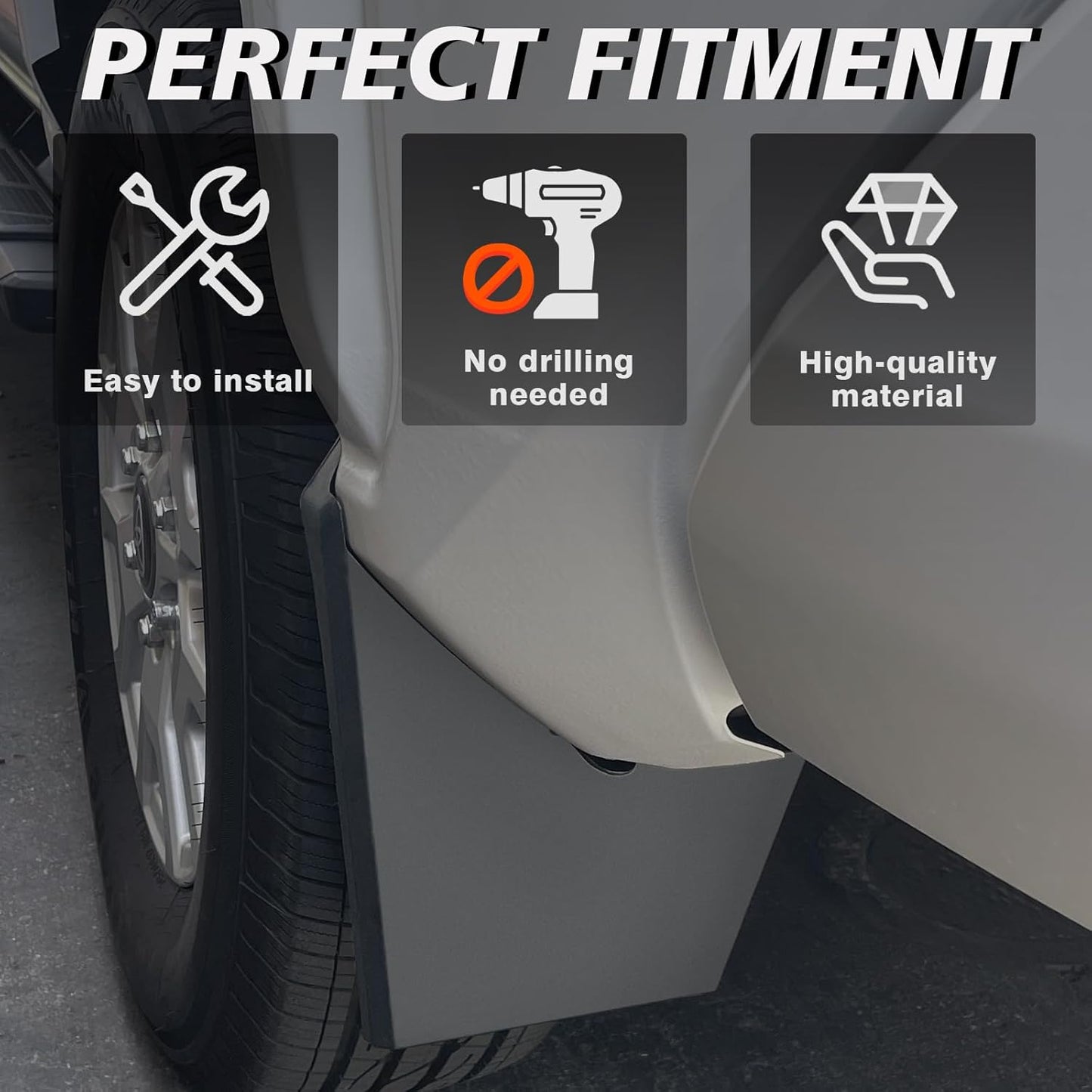 Muslogy Mud Flaps Splash Guards Compatible with Toyota Tacoma 2024 2025 Accessories Front and Rear Mud Guards 4PCS No Drilling Heavy Duty Fender Mudguards Kit with Hardware Accessories
