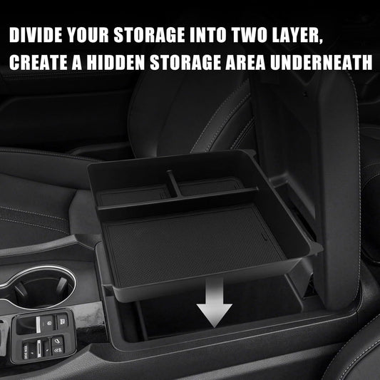 Muslogy Center Console Organizer Compatible with 2023 2024 2025 Honda Pilot Accessories, 2024 2025 Ridgeline/2024-2026 Passport Center Console Storage Box Divider Inserts Interior ABS Material(Black)