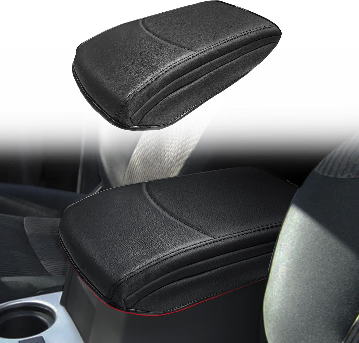 Muslogy Center Console Armrest Cover Compatible with Toyota 4Runner 2010-2024 Comfort Armrest Pad Arm Rest Cushion Vegan Leather Protector Regular Thick