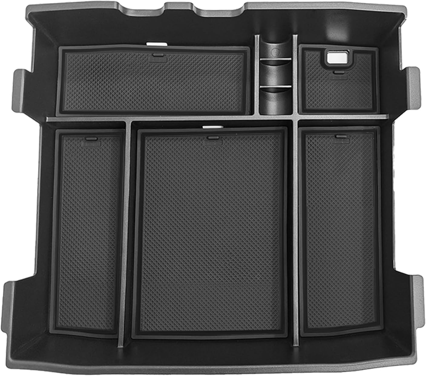 Muslogy Center Console Organizer For 2023-2025 Ford F250 F350 F450 Super Duty Accessories Custom Fit Storage Box Divider(Fit with OEM Tray), Fits Bucket Seats Only, Not for Work Surface Console(Black)