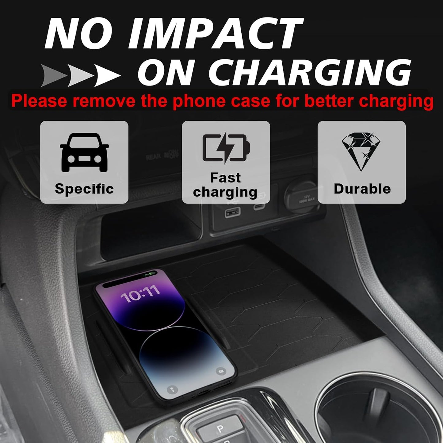 Muslogy Center Console Wireless Charger Protective Mat Compatible with Honda Pilot 2023-2025/2024-2026 Passport Accessories Center Console Inserts Liner Anti-Slip Phone Charge Area Charging Protection