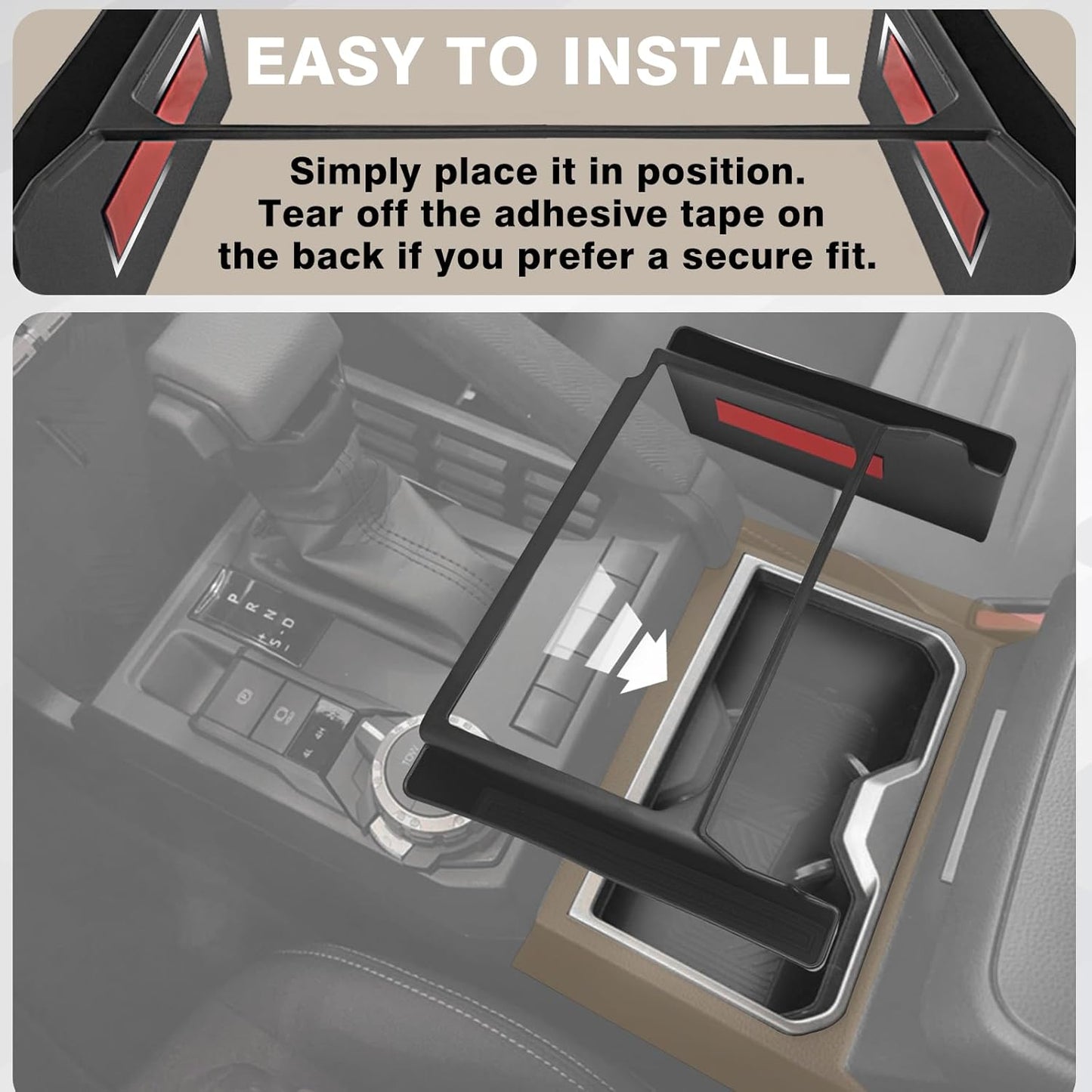 Muslogy Center Console Organizer Hanging Storage Box Compatible with 2024 2025 Toyota Tacoma & 2025+ 4Runner Accessories Console Left & Right Phone Pocket Gear Shift Side Organizer