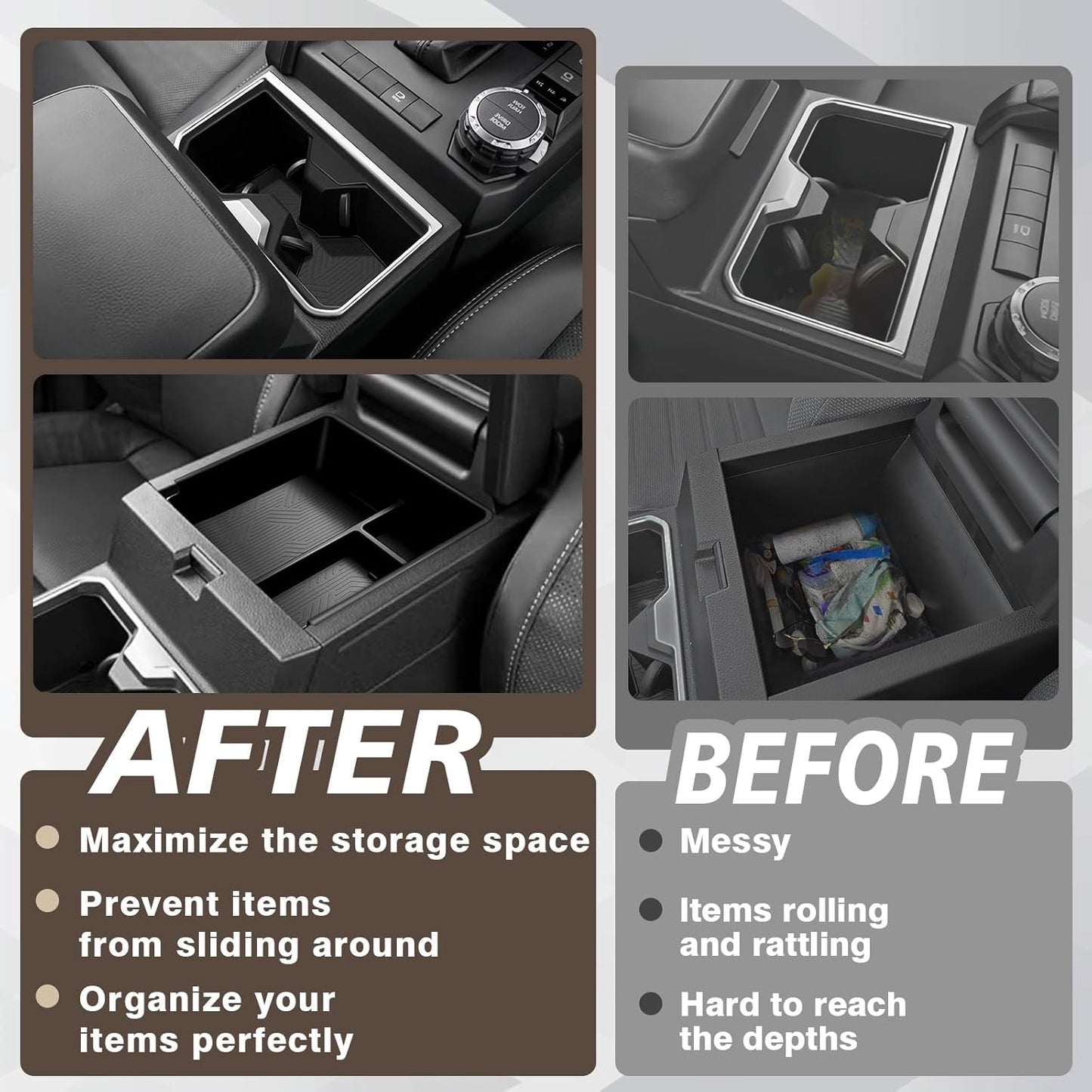 Muslogy Center Console Organizer & Cup Holder Inserts Compatible with 2025 2026 Toyota 4Runner Armrest Tray with Card Slot Divider Storage Box Non-Slip Silicone Front Drink Stoppers Rubber Cup Holder