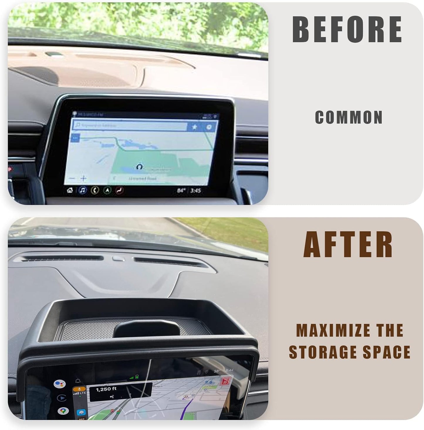 Muslogy Dash Console Storage Tray Compatible with GMC Yukon Chevy Tahoe Suburban 2021 2022 2023 2024 Insert Behind Screen Organizer Box Accessories for Tahoe Suburban 2021-2024 Not for Denali(Black)