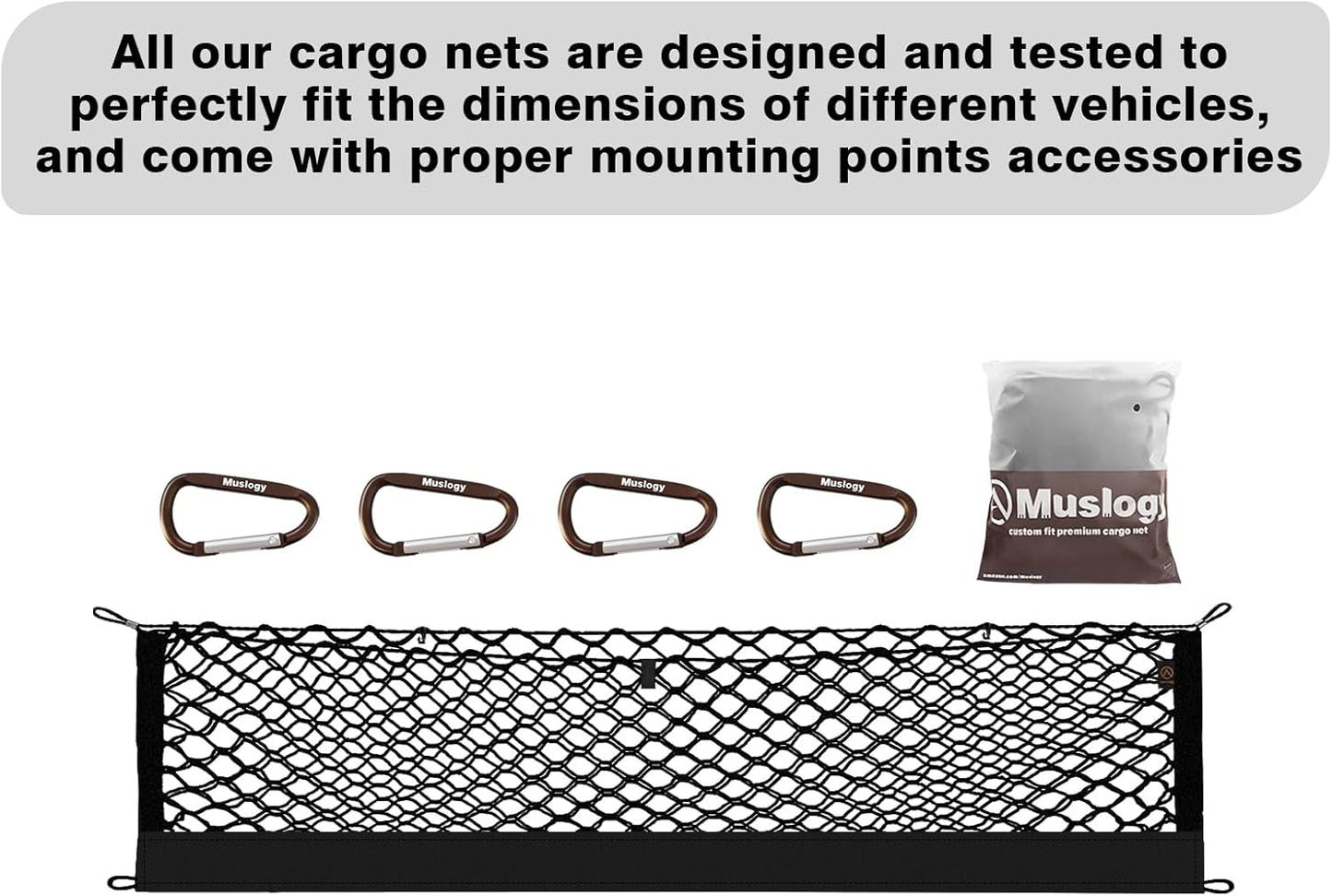 Muslogy Truck Bed Cargo Net Compatible with Hyundai Santa Cruz 2022-2025 Accessories Storage Organizer Pickup Truck Bed Envelope Style Cargo Net with Heavy Duty Carabiners