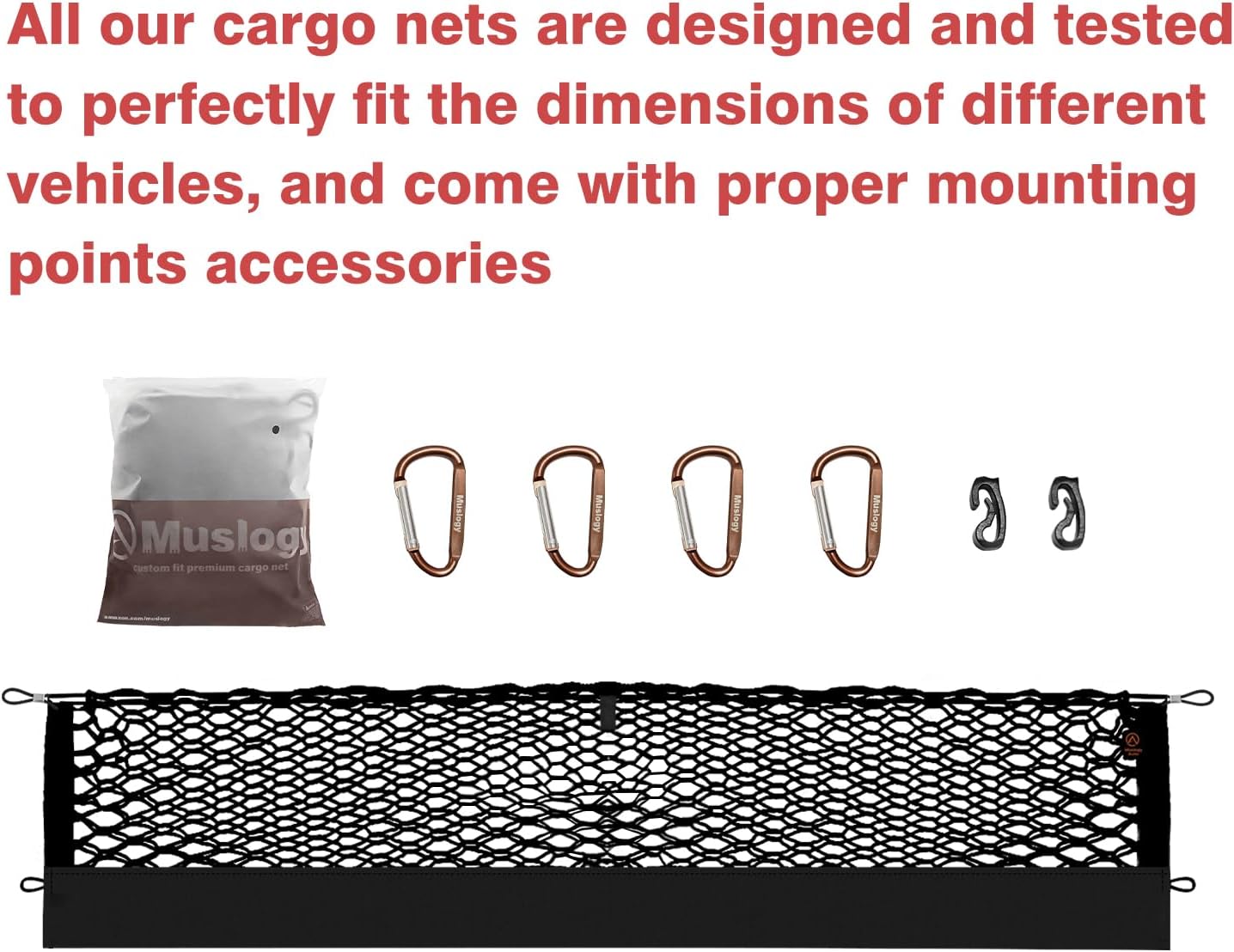 Muslogy Truck Bed Cargo Net Compatible with Chevrolet Colorado & GMC Canyon 2023 2024 2025 Accessories Storage Organizer Pickup Truck Bed Envelope Style Cargo Net with Heavy Duty Carabiners