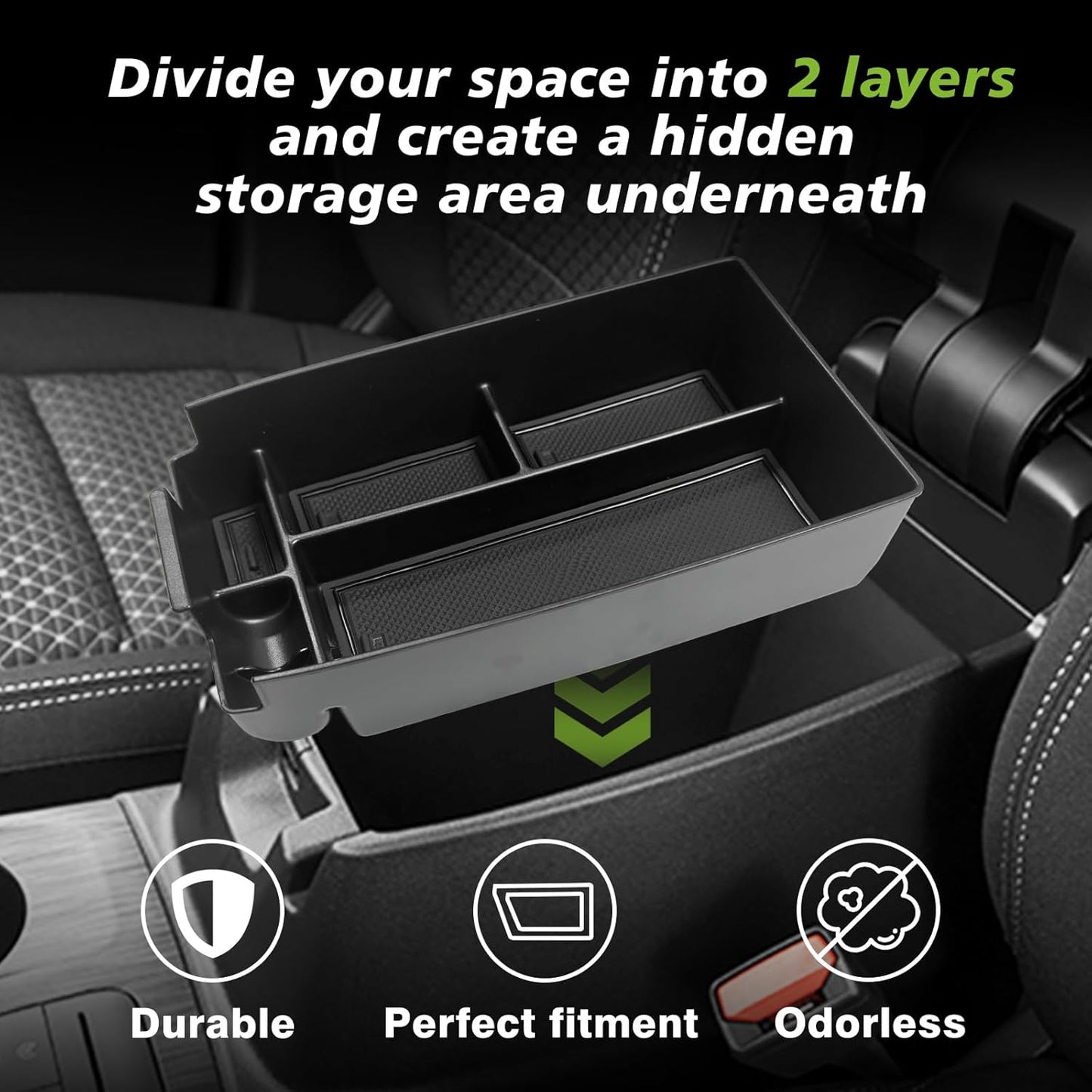 Muslogy for 2020-2024 2025 Escape Center Console Organizer & Dash Storage Tray Fits 8-inch Screen 2PCS Set Interior Accessories Compatible with Ford Escape 2025 2024-2020(Dash Tray+Console Organizer)